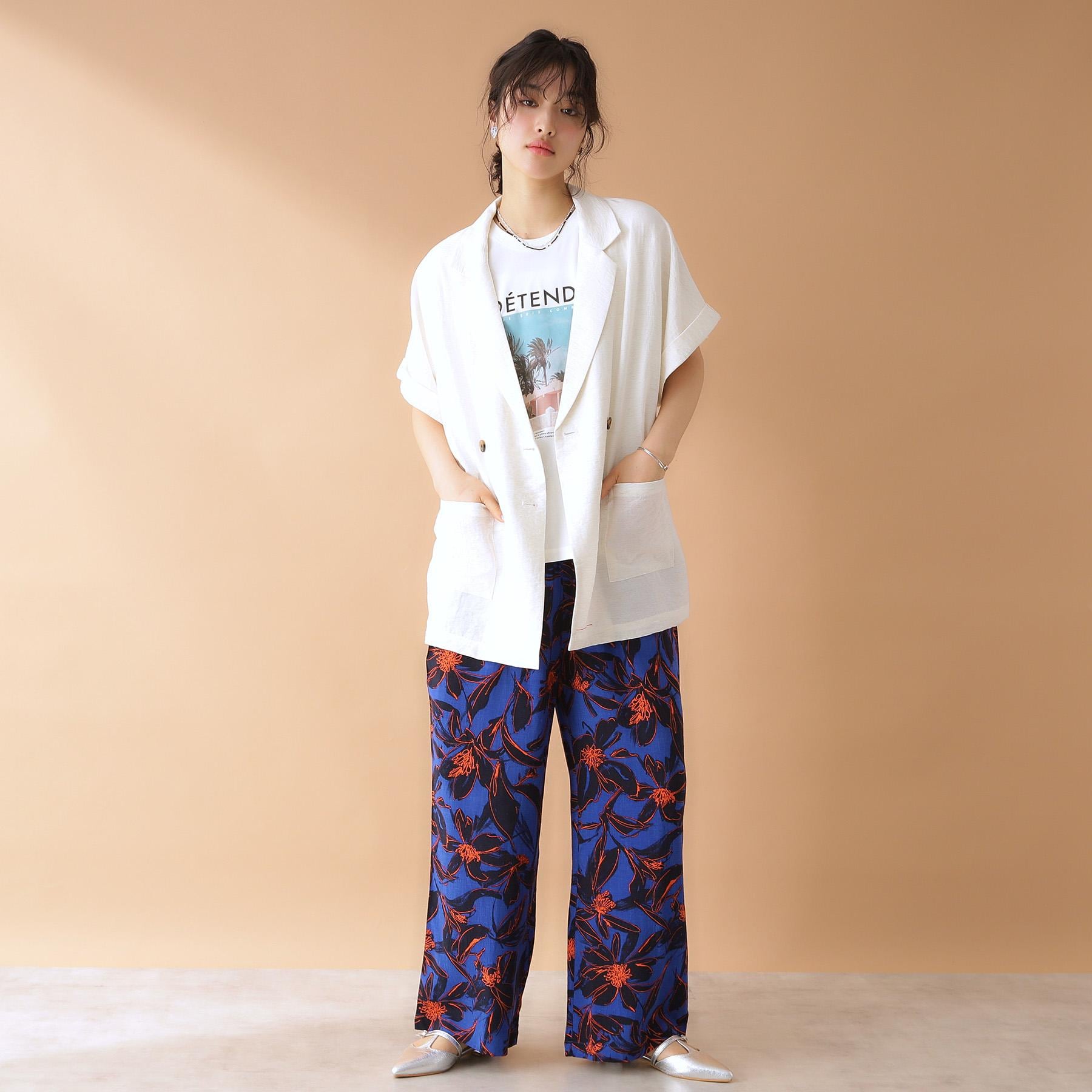ザ ショップ ティーケー  (ウィメン) THE SHOP TK(Women) リネン混半袖テーラージャケット【洗える/セットアップ可】 （ブラック(019)） ブラック(019)