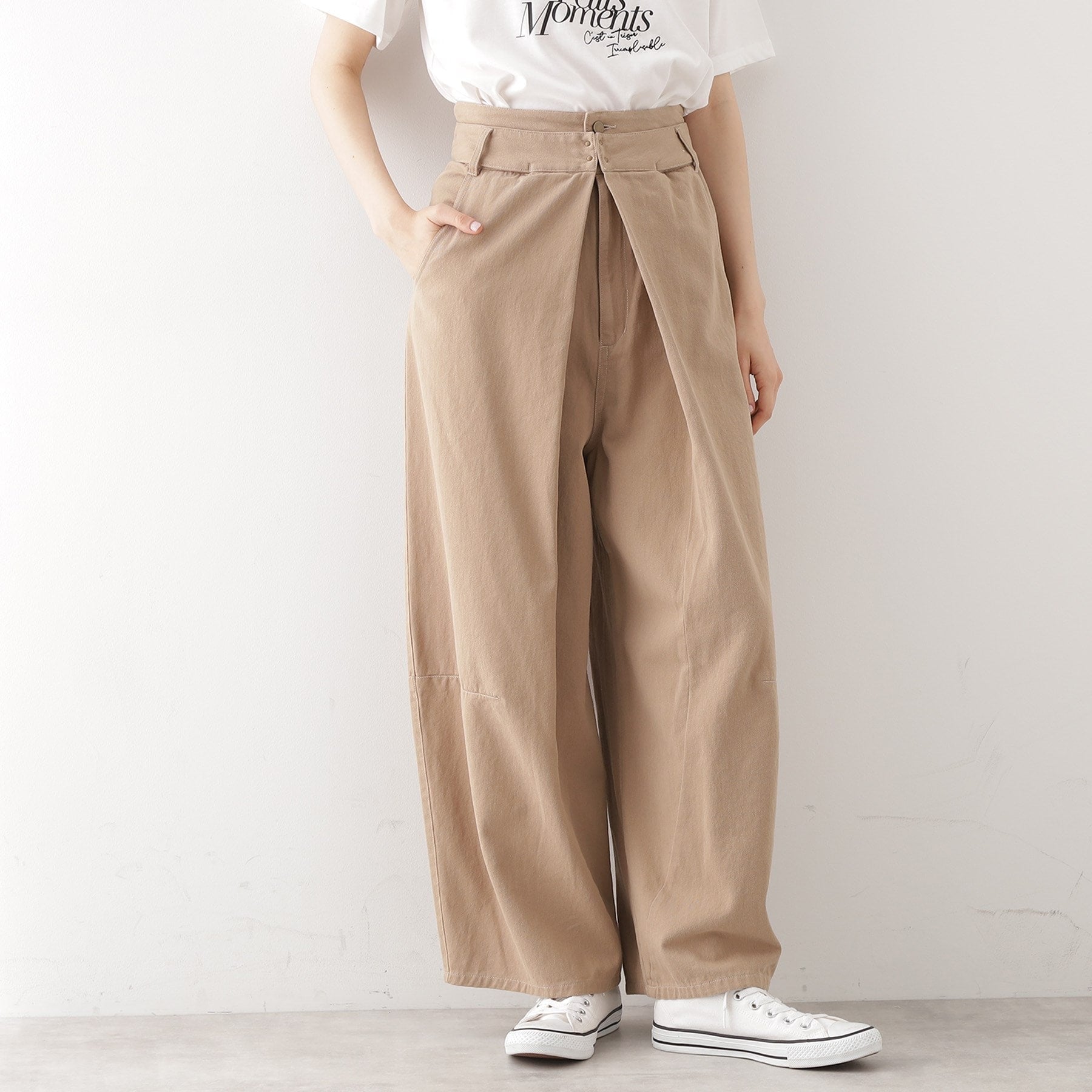 ザ ショップ ティーケー  (ウィメン) THE SHOP TK(Women) バレル風タックパンツ【洗濯機OK】 （ベージュ(052)） ベージュ(052)