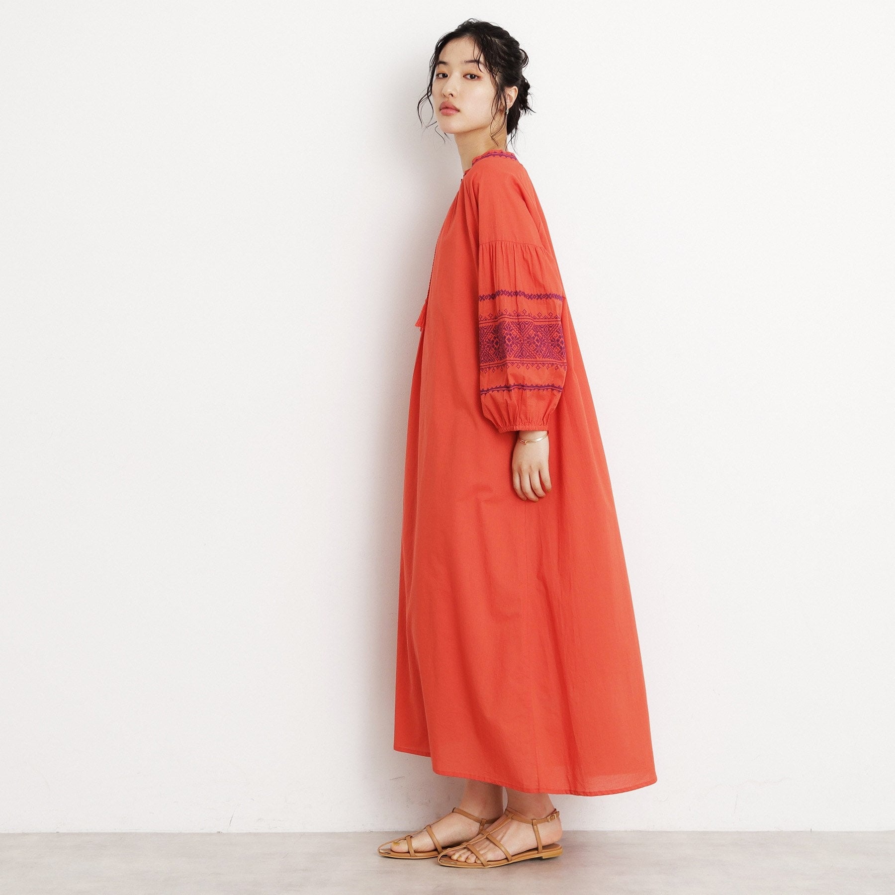 ザ ショップ ティーケー  (ウィメン) THE SHOP TK(Women) 刺繍ワンピース （オレンジ(067)） オレンジ(067)