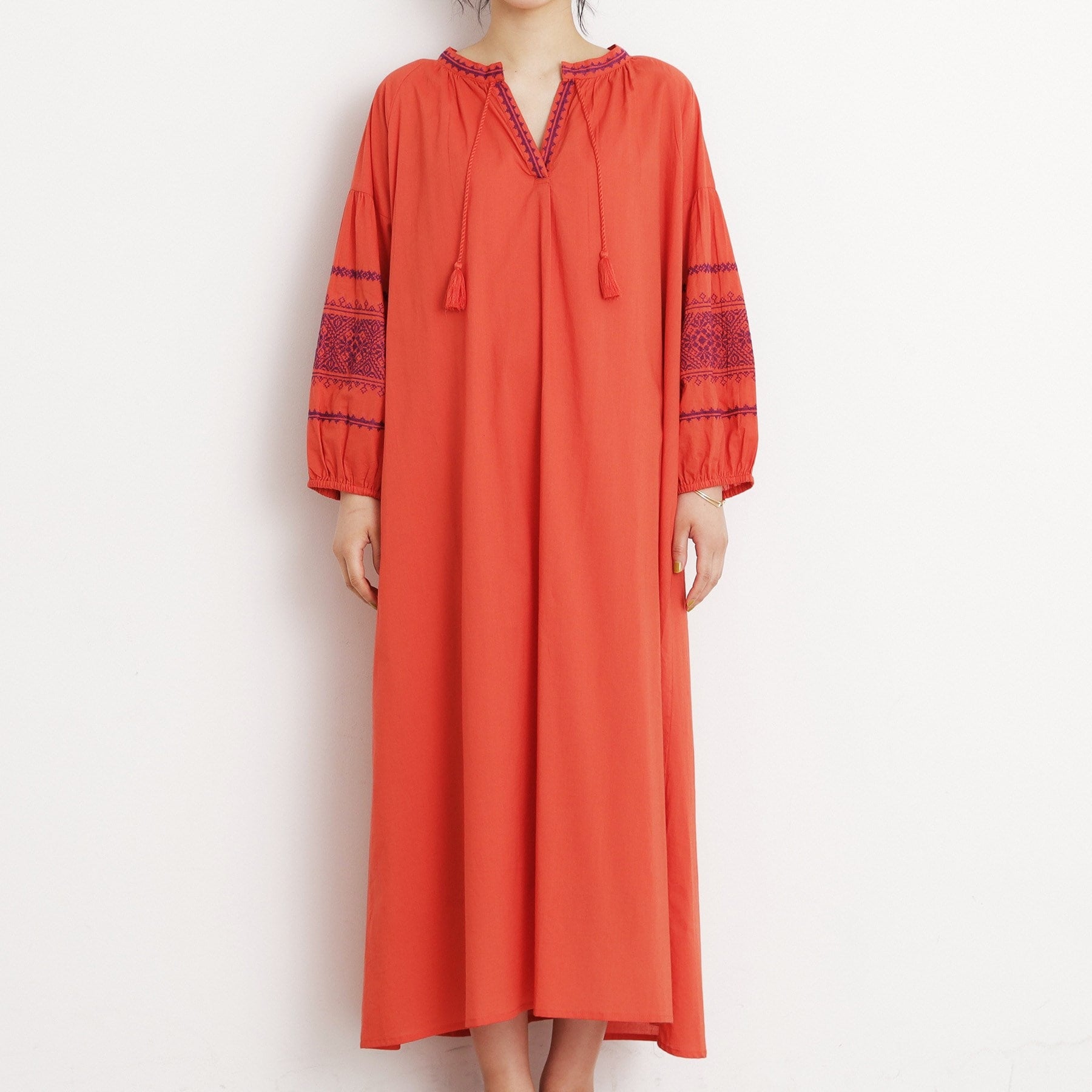 ザ ショップ ティーケー  (ウィメン) THE SHOP TK(Women) 刺繍ワンピース （オレンジ(067)） オレンジ(067)