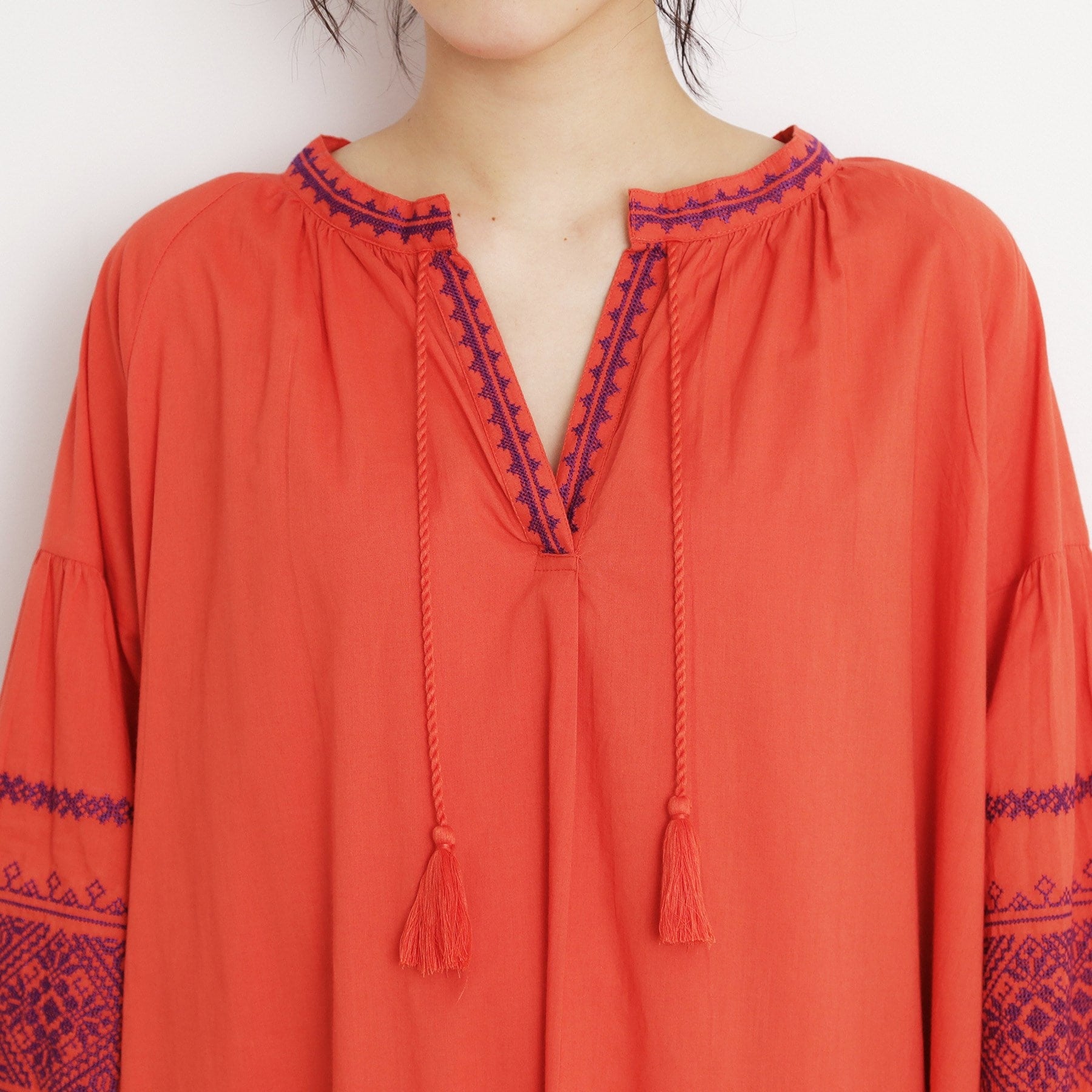 ザ ショップ ティーケー  (ウィメン) THE SHOP TK(Women) 刺繍ワンピース （オレンジ(067)） オレンジ(067)