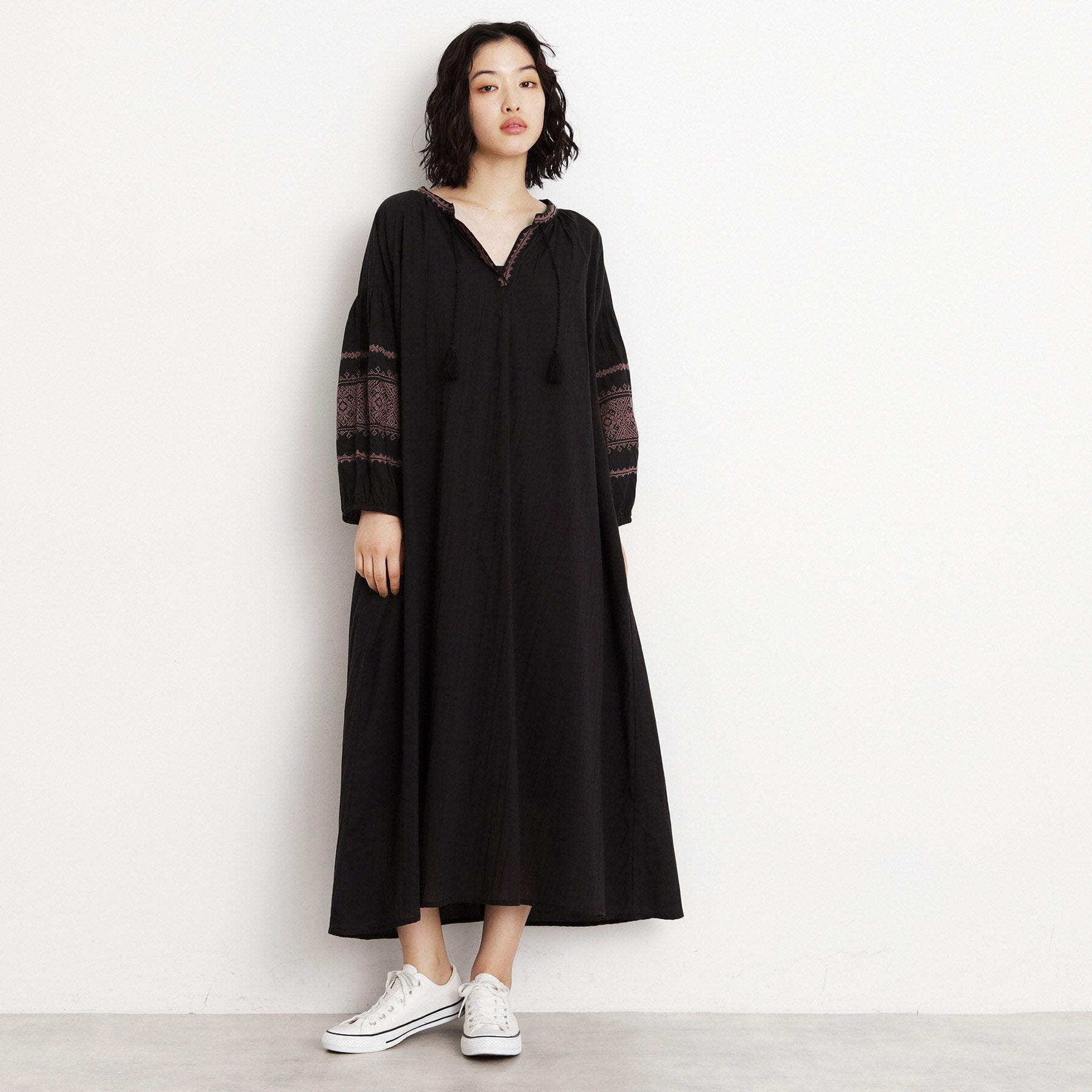 ザ ショップ ティーケー  (ウィメン) THE SHOP TK(Women) 刺繍ワンピース （ブラック(019)） ブラック(019)