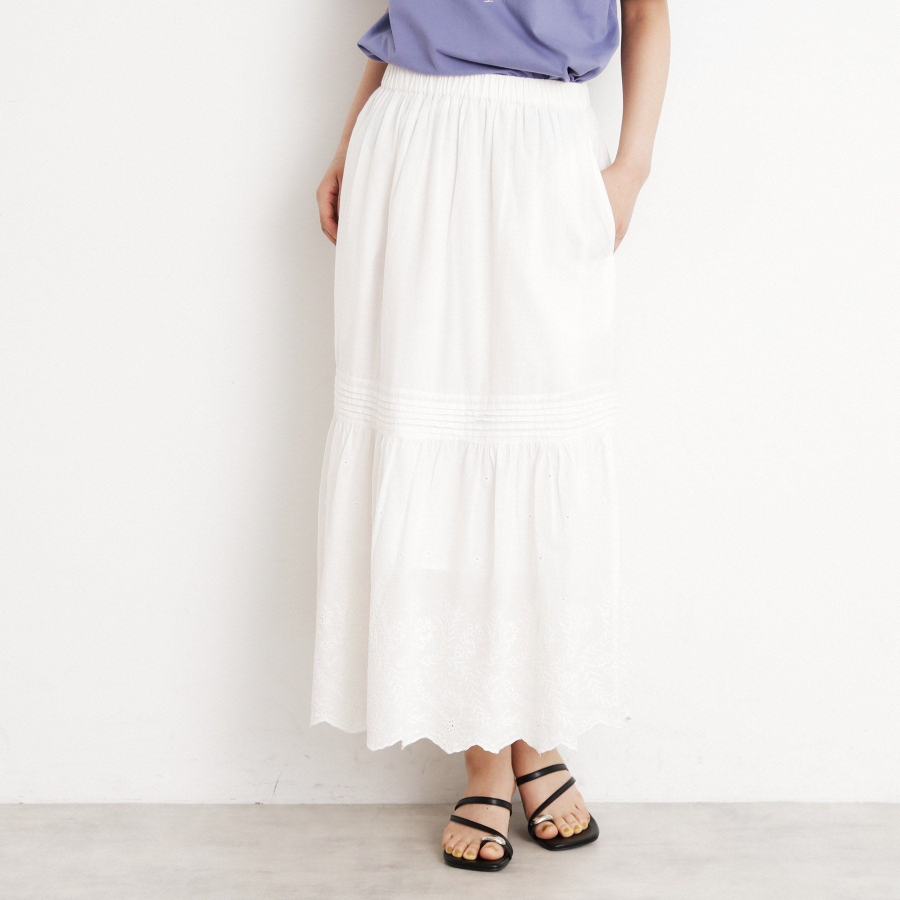 ザ ショップ ティーケー  (ウィメン) THE SHOP TK(Women) スカラップ刺繍スカート （ブラック(019)） ブラック(019)