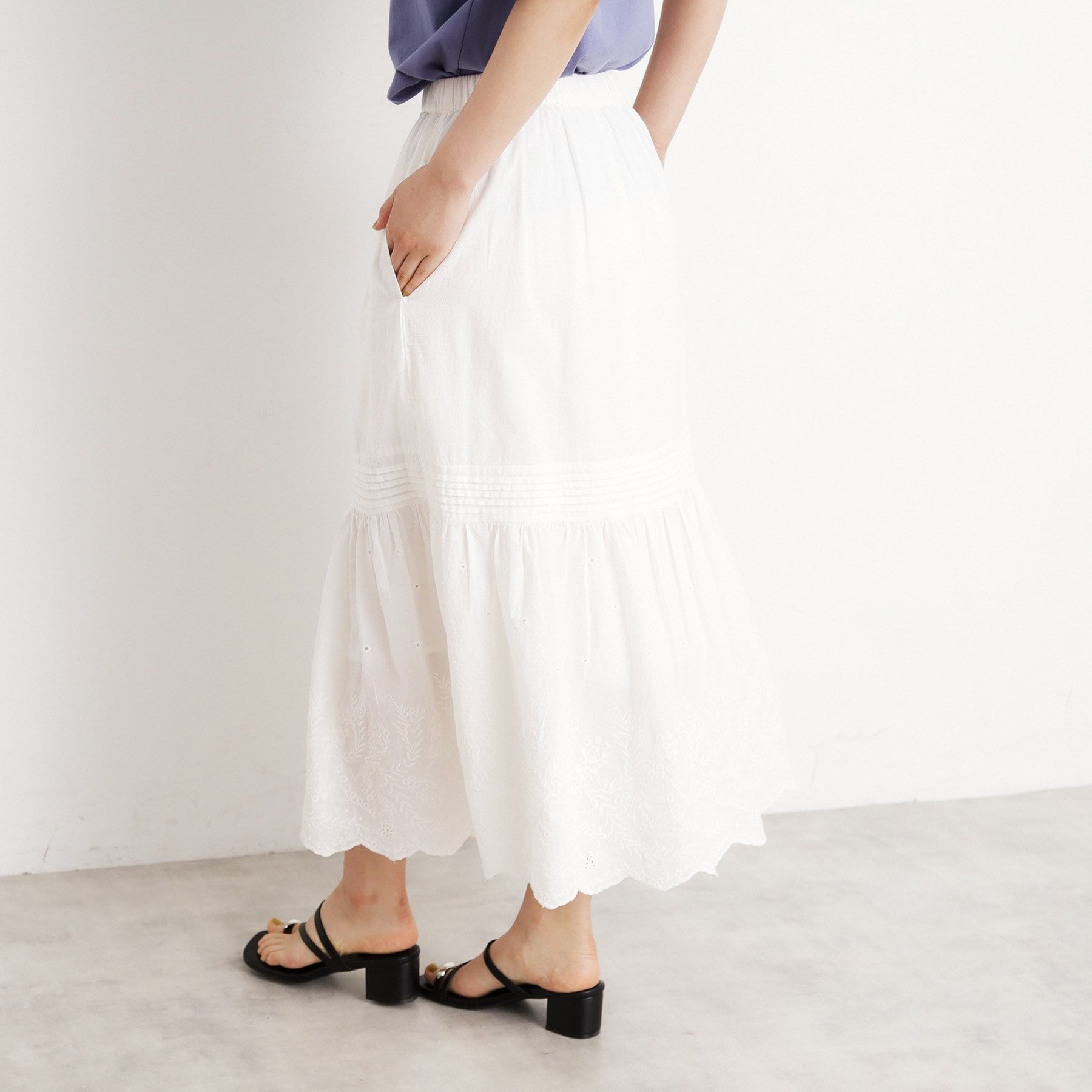ザ ショップ ティーケー  (ウィメン) THE SHOP TK(Women) スカラップ刺繍スカート （ブラック(019)） ブラック(019)