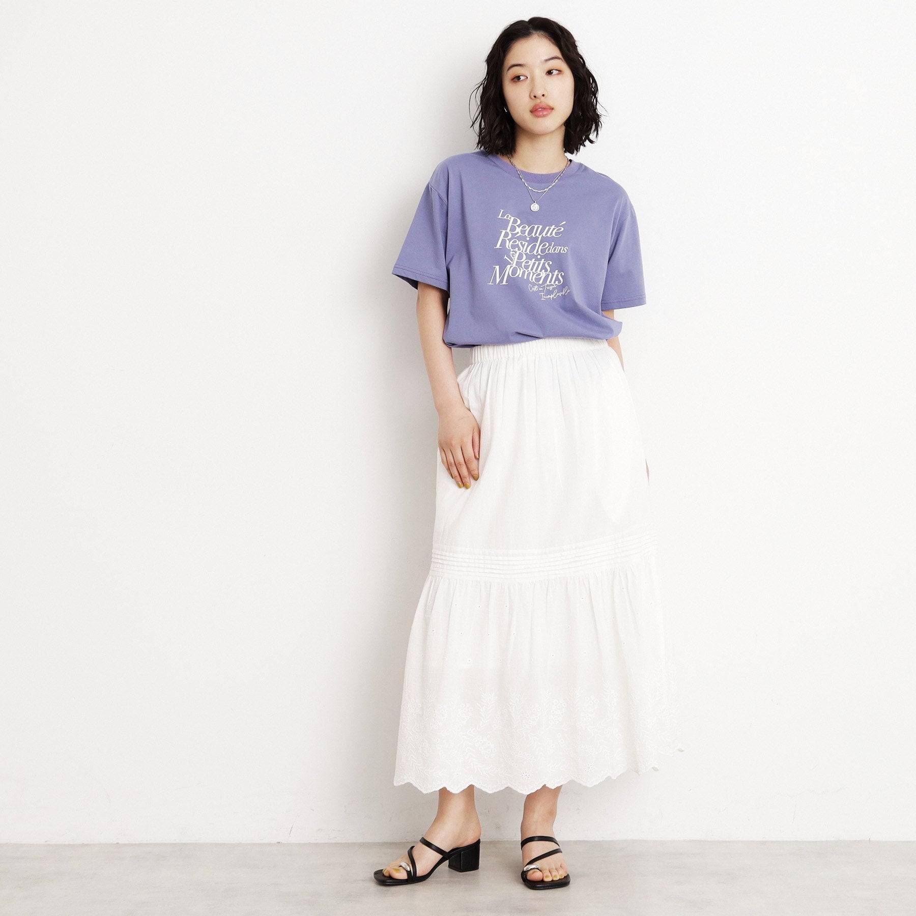 ザ ショップ ティーケー  (ウィメン) THE SHOP TK(Women) スカラップ刺繍スカート （ブラック(019)） ブラック(019)
