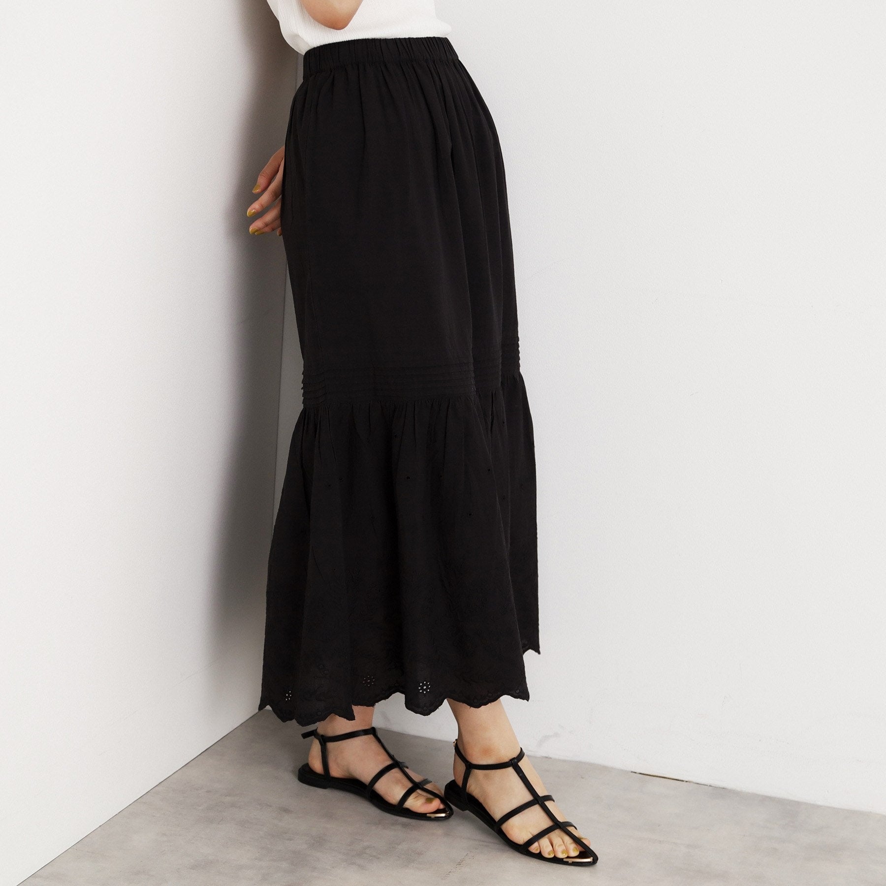 ザ ショップ ティーケー  (ウィメン) THE SHOP TK(Women) スカラップ刺繍スカート （ブラック(019)） ブラック(019)