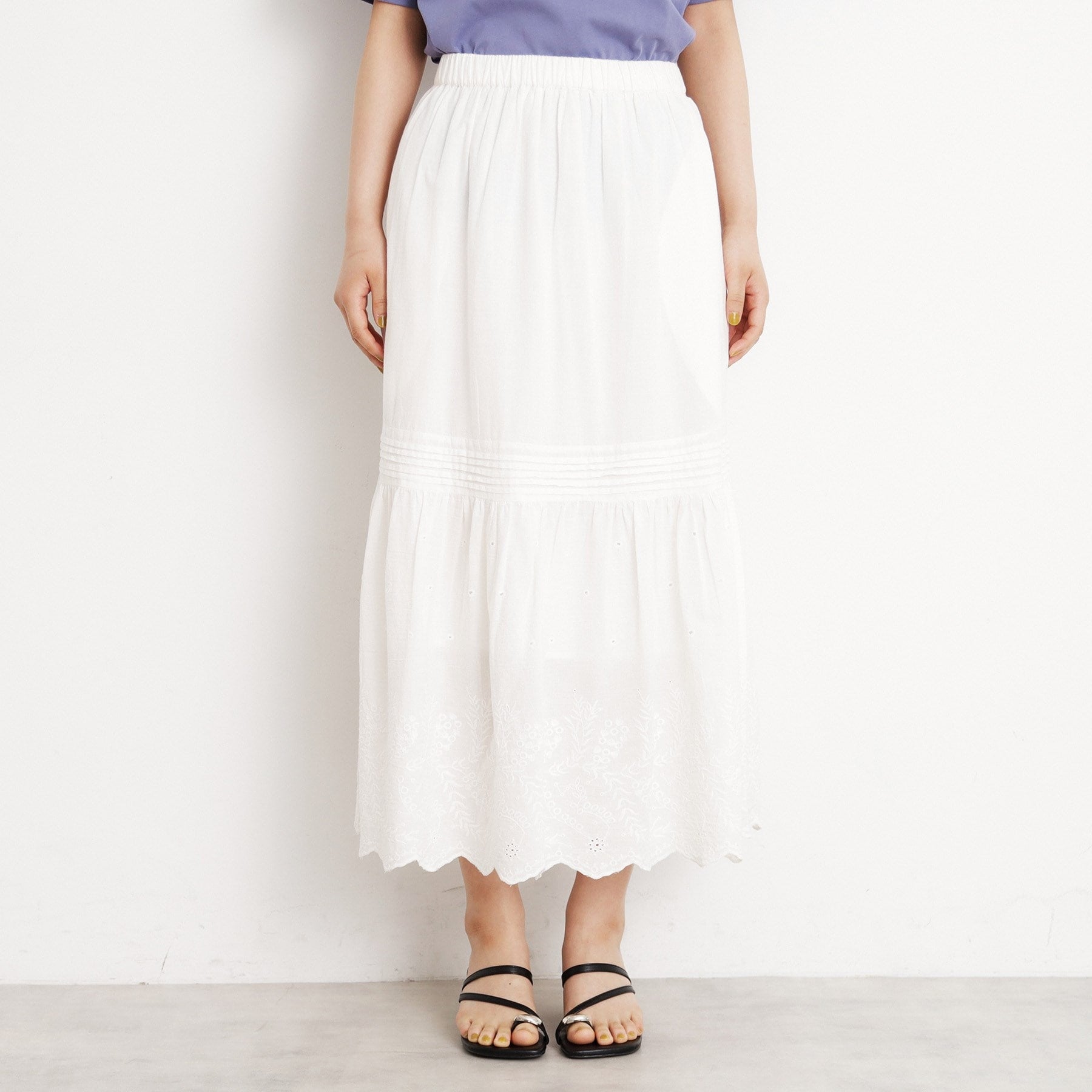 ザ ショップ ティーケー  (ウィメン) THE SHOP TK(Women) スカラップ刺繍スカート （ブラック(019)） ブラック(019)