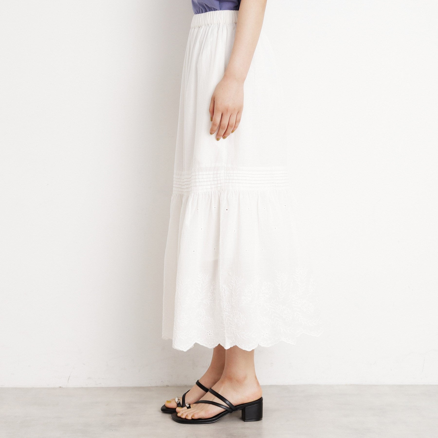 ザ ショップ ティーケー  (ウィメン) THE SHOP TK(Women) スカラップ刺繍スカート （ブラック(019)） ブラック(019)