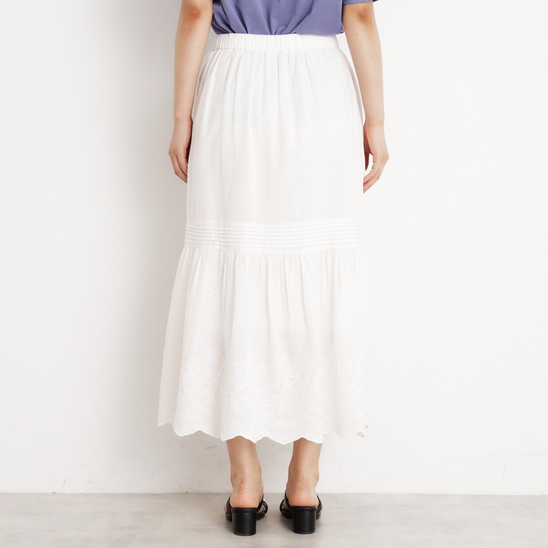 ザ ショップ ティーケー  (ウィメン) THE SHOP TK(Women) スカラップ刺繍スカート （ブラック(019)） ブラック(019)