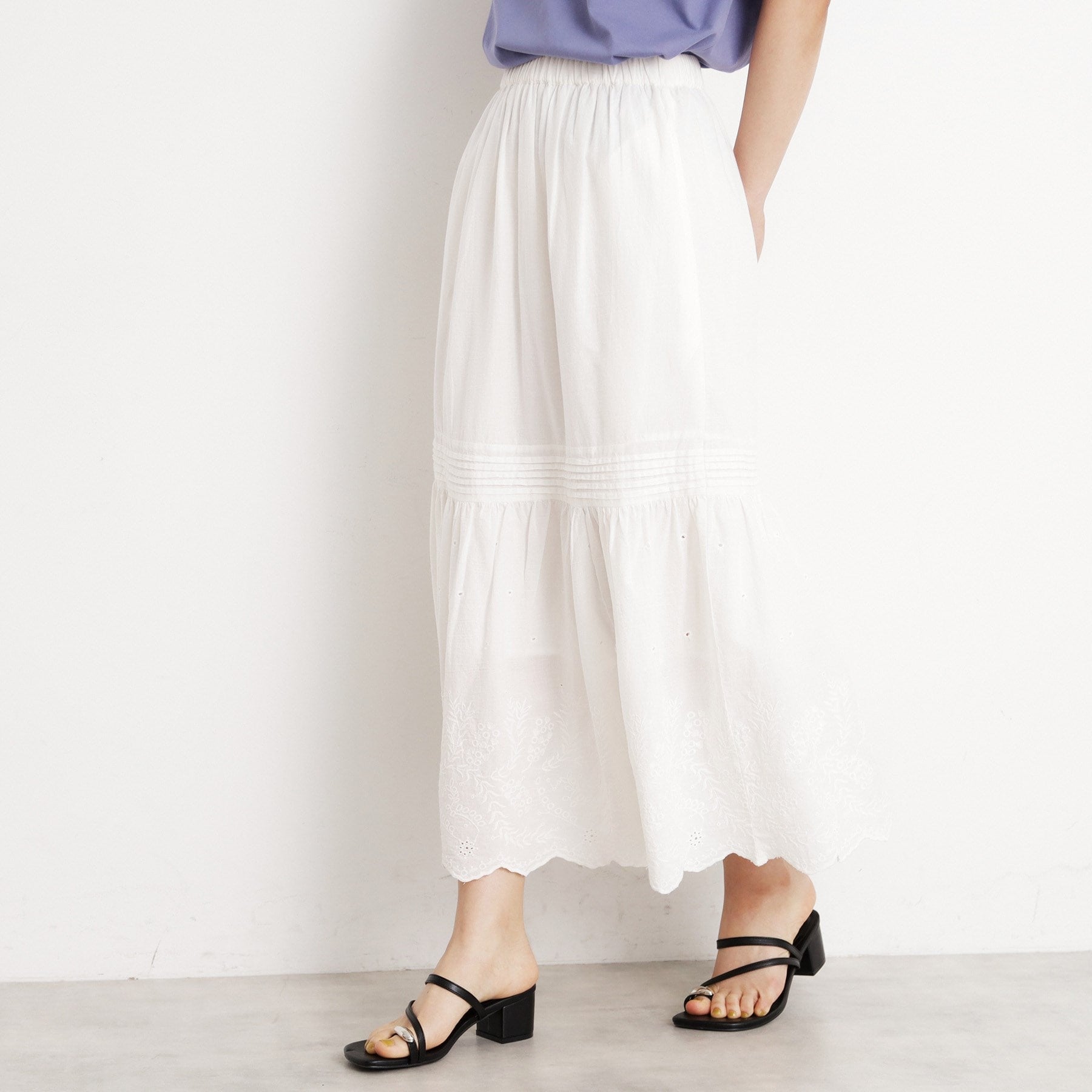 ザ ショップ ティーケー  (ウィメン) THE SHOP TK(Women) スカラップ刺繍スカート （ブラック(019)） ブラック(019)
