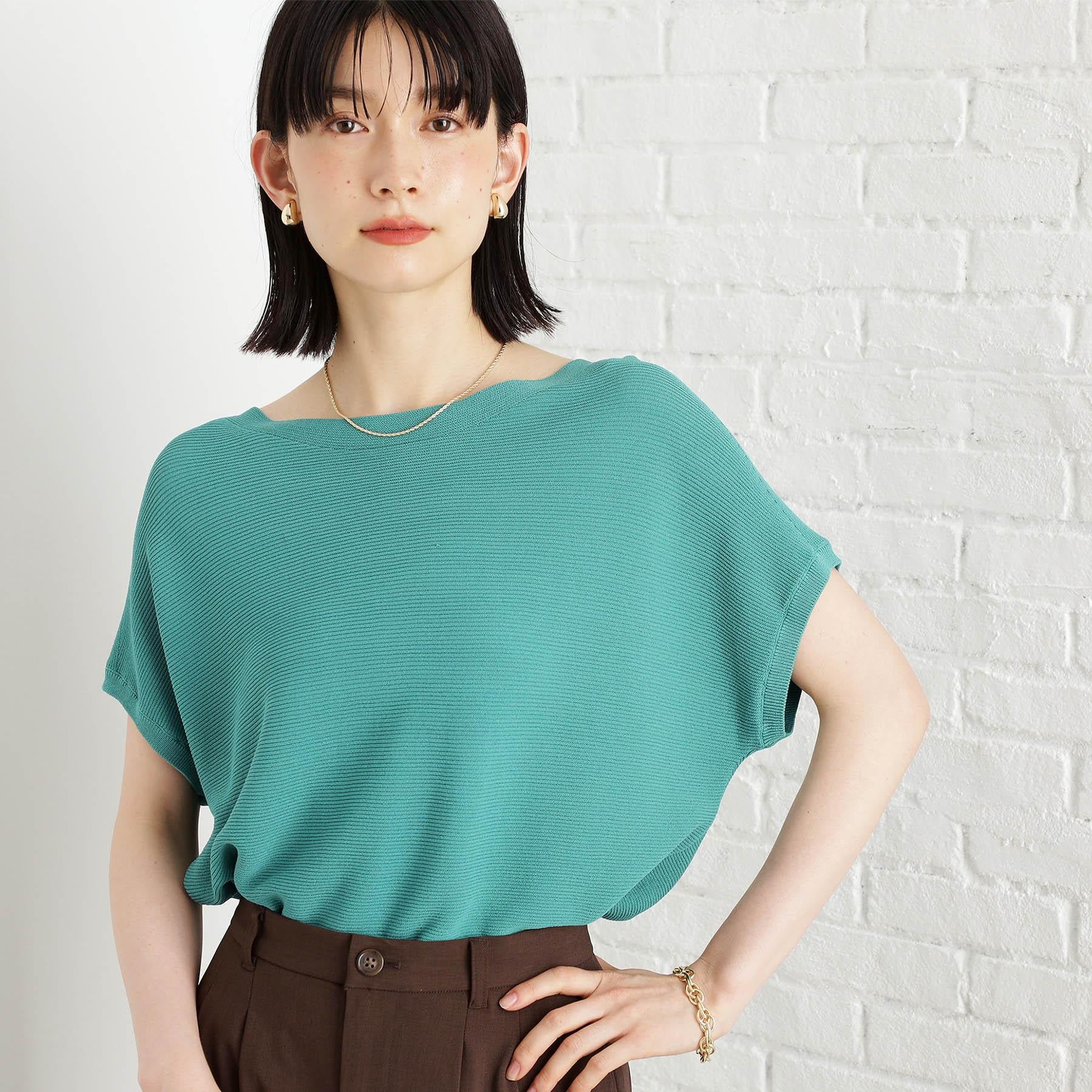 ザ ショップ ティーケー  (ウィメン) THE SHOP TK(Women) 【人気デザイン】ガーターフレンチニット/体型カバー/毛玉になりにくい/洗濯機OK （グリーン(022)） グリーン(022)