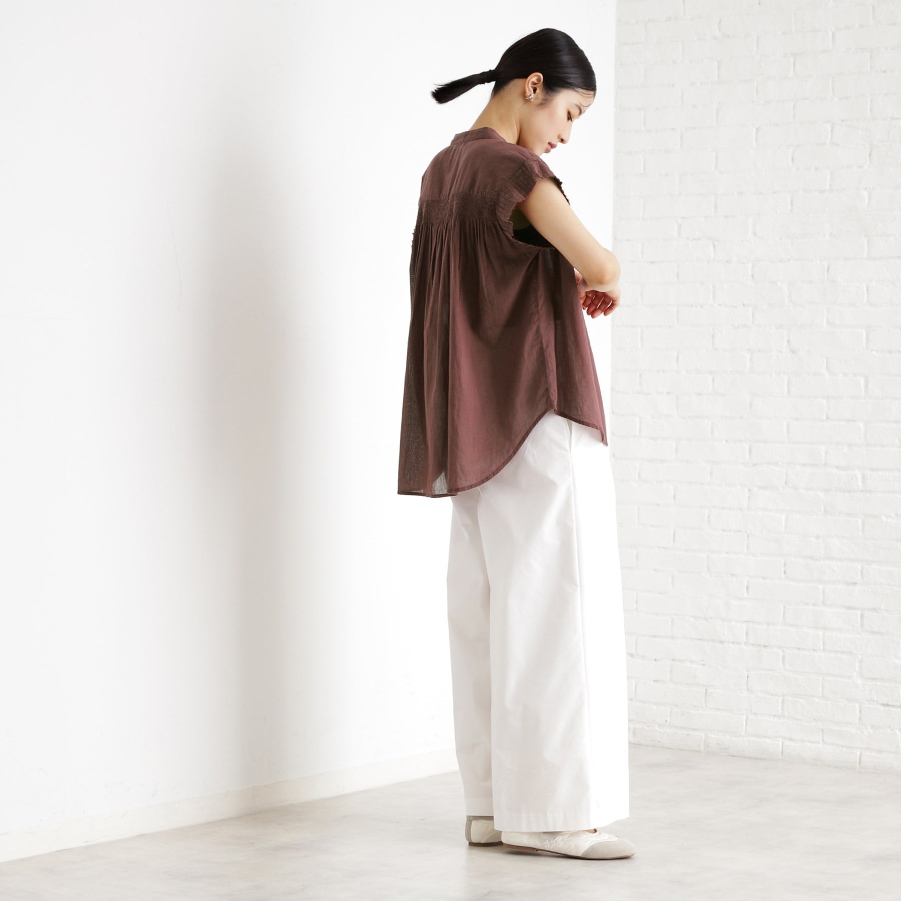 ザ ショップ ティーケー  (ウィメン) THE SHOP TK(Women) ノースリシャーリングブラウス （ブラウン(044)） ブラウン(044)