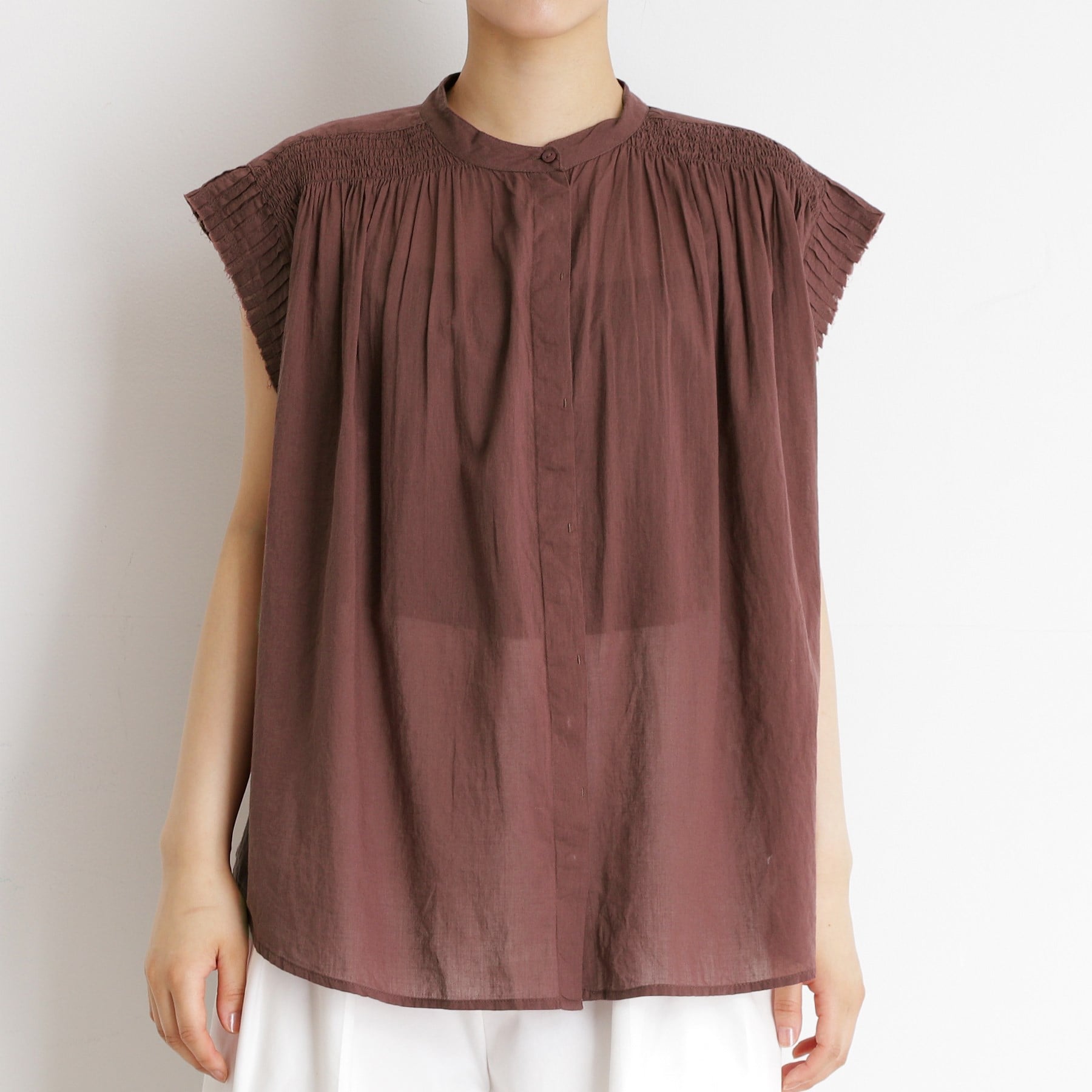 ザ ショップ ティーケー  (ウィメン) THE SHOP TK(Women) ノースリシャーリングブラウス （ブラウン(044)） ブラウン(044)