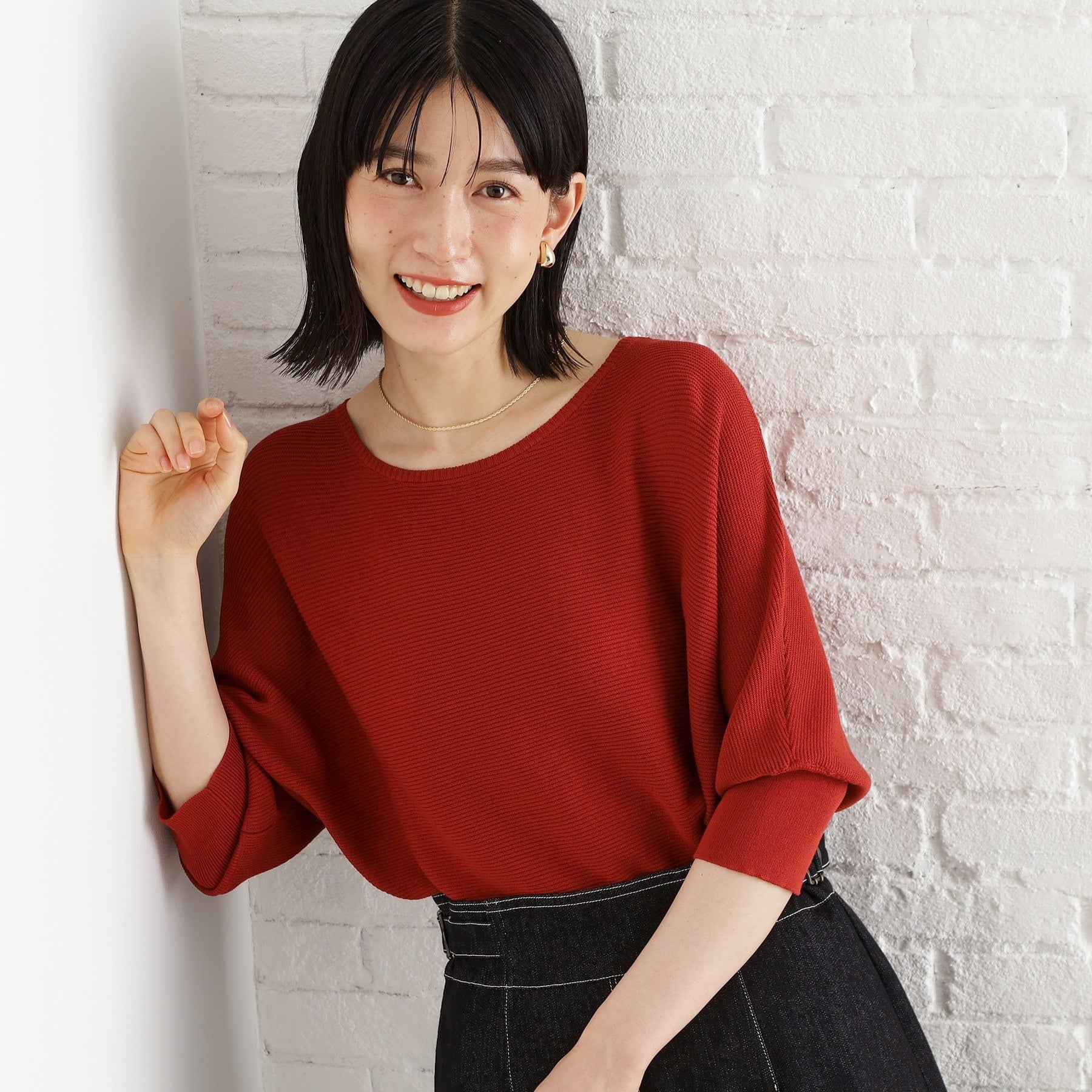 ザ ショップ ティーケー  (ウィメン) THE SHOP TK(Women) エコベロガータードルマン6分袖 （オレンジ(069)） オレンジ(069)