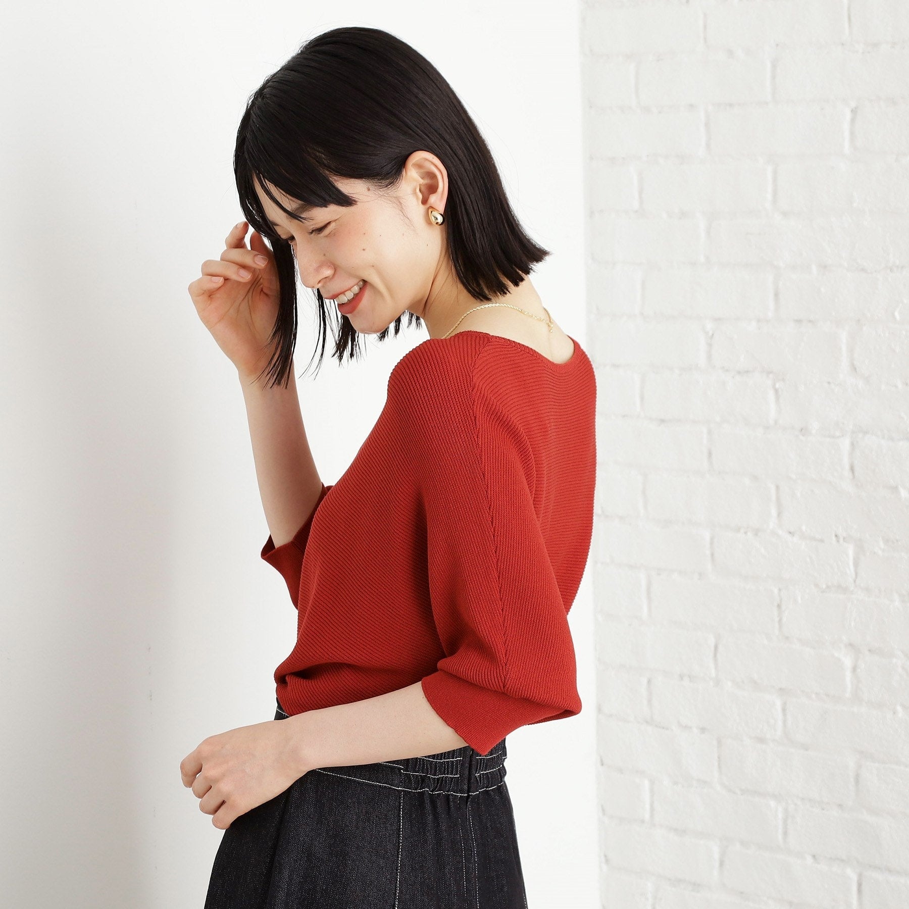 ザ ショップ ティーケー  (ウィメン) THE SHOP TK(Women) エコベロガータードルマン6分袖 （オレンジ(069)） オレンジ(069)