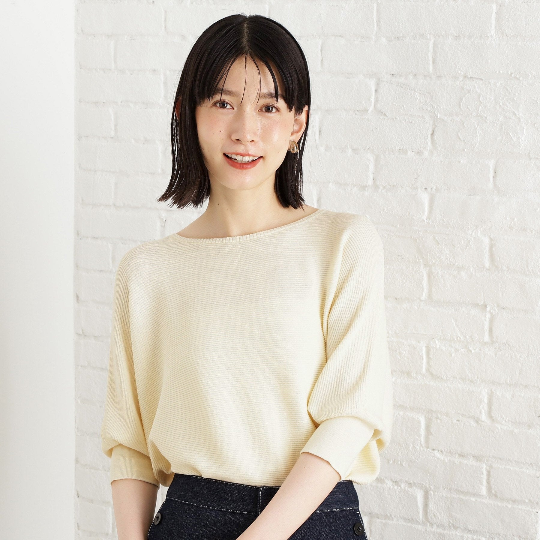 ザ ショップ ティーケー  (ウィメン) THE SHOP TK(Women) エコベロガータードルマン6分袖 （アイボリー(004)） アイボリー(004)