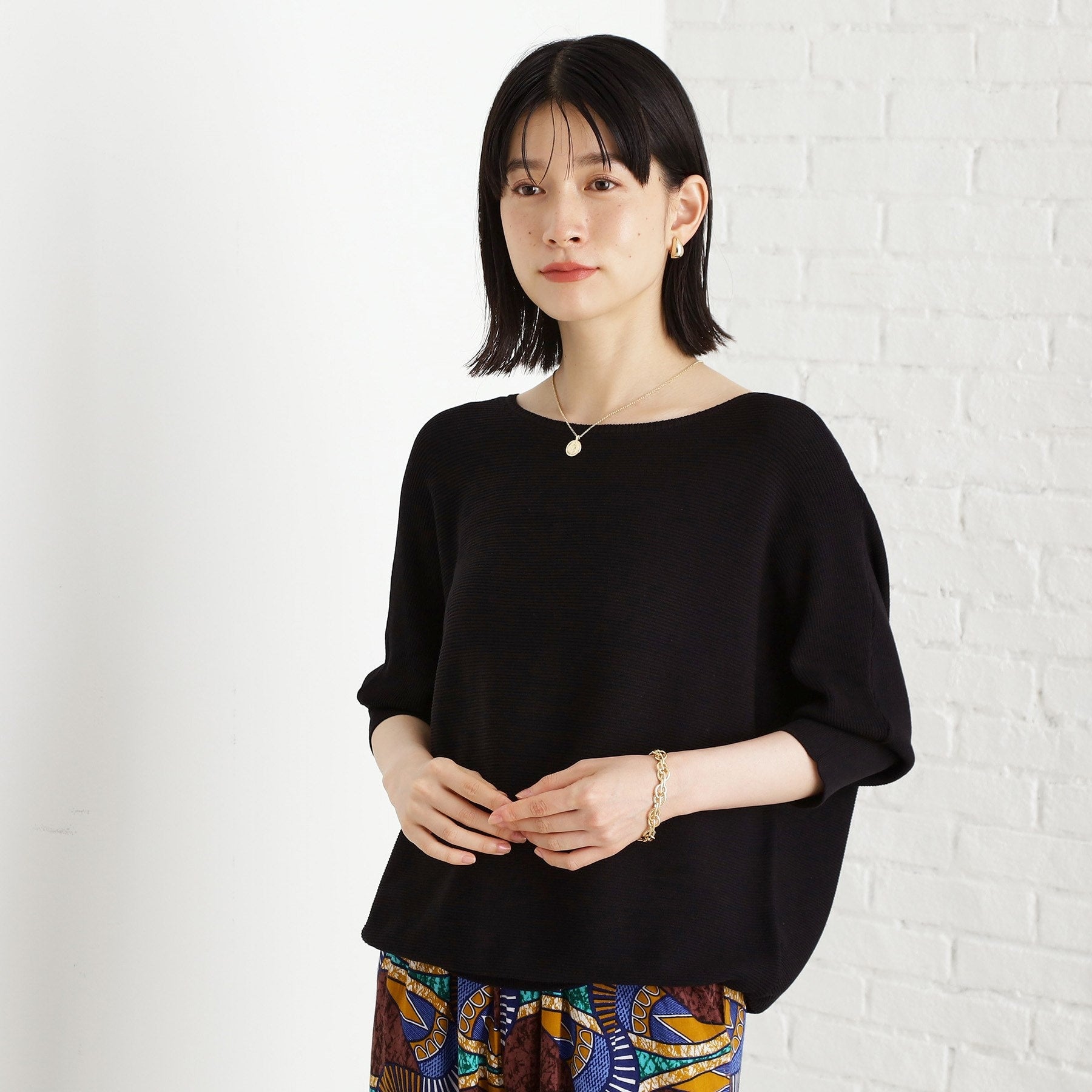 ザ ショップ ティーケー  (ウィメン) THE SHOP TK(Women) エコベロガータードルマン6分袖 （ブラック(019)） ブラック(019)