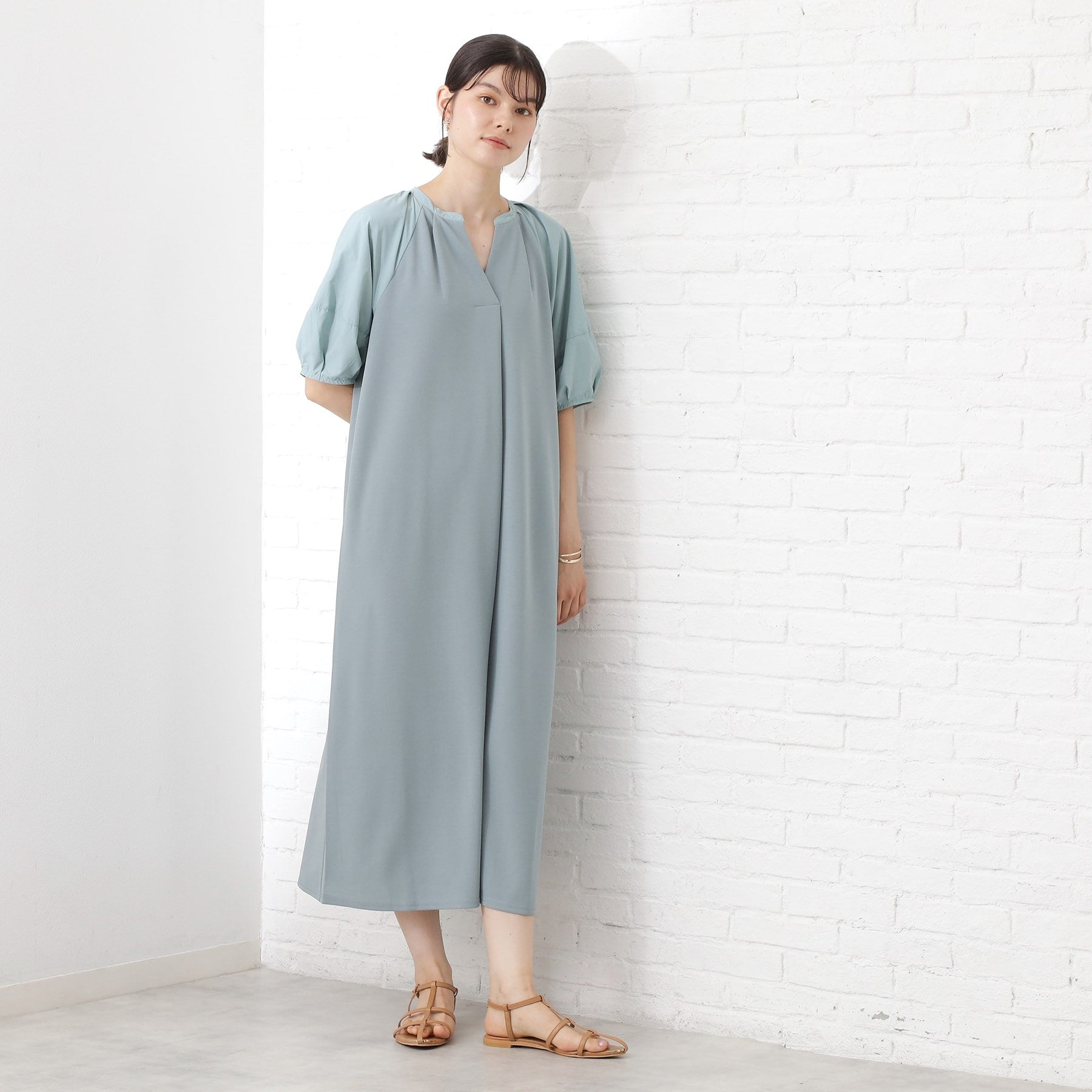 ザ ショップ ティーケー  (ウィメン) THE SHOP TK(Women) ドッキングカットソーワンピース （グリーン(922)） グリーン(922)