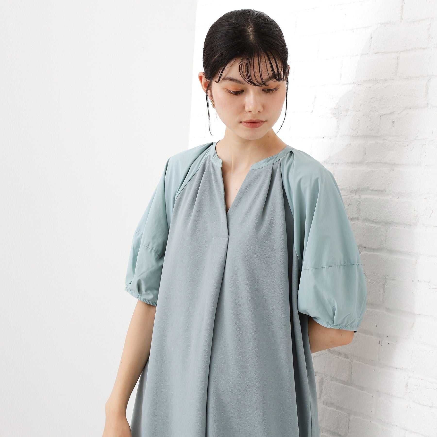 ザ ショップ ティーケー  (ウィメン) THE SHOP TK(Women) ドッキングカットソーワンピース （グリーン(922)） グリーン(922)