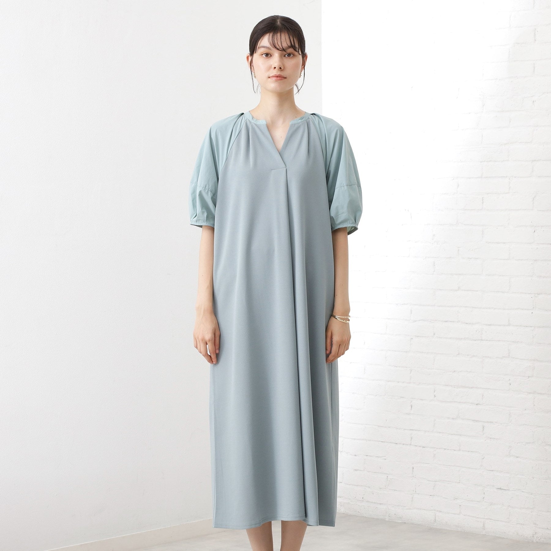 ザ ショップ ティーケー  (ウィメン) THE SHOP TK(Women) ドッキングカットソーワンピース （グリーン(922)） グリーン(922)
