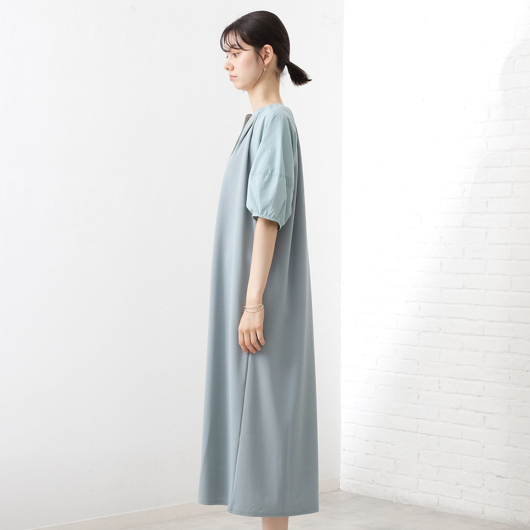 ザ ショップ ティーケー  (ウィメン) THE SHOP TK(Women) ドッキングカットソーワンピース （グリーン(922)） グリーン(922)
