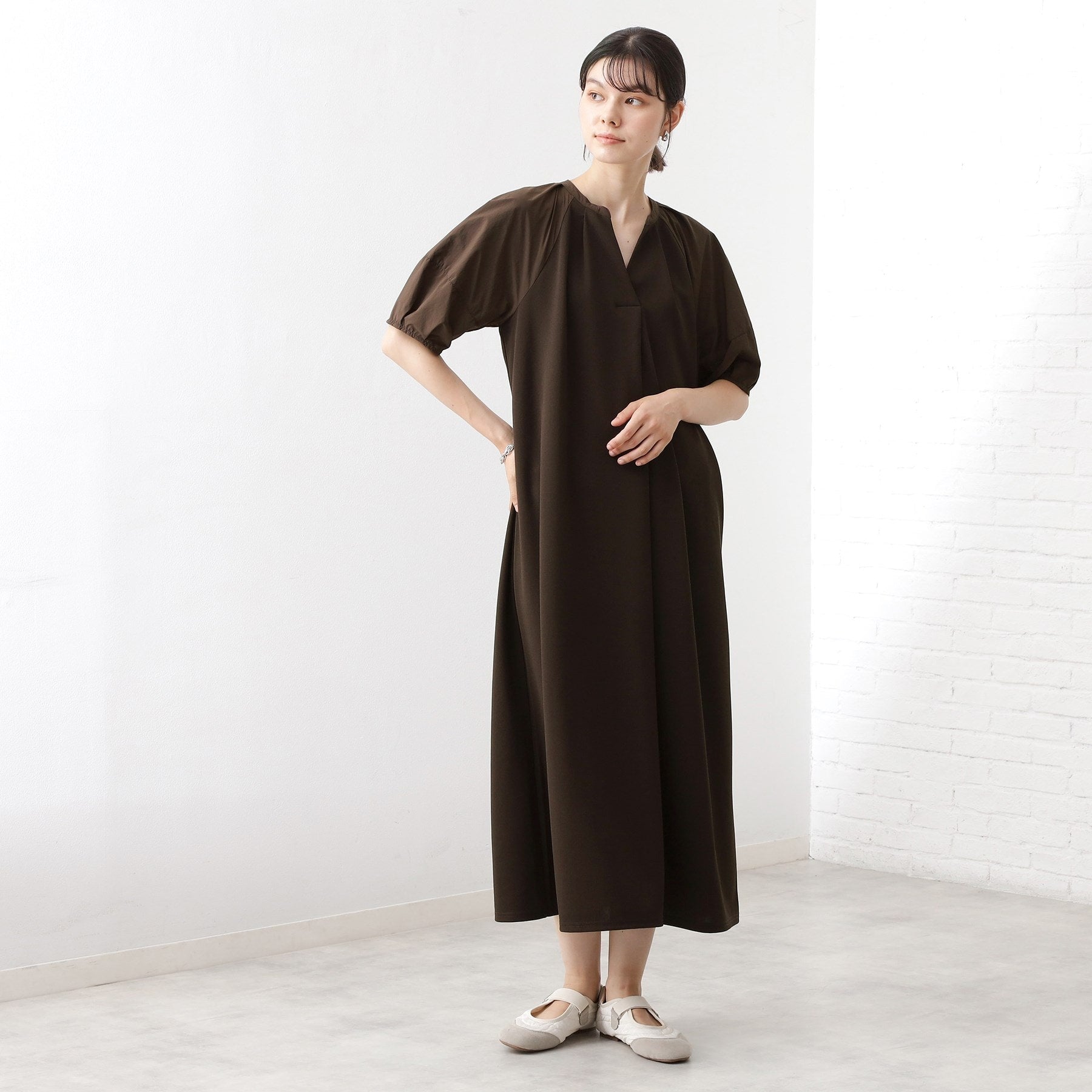 ザ ショップ ティーケー  (ウィメン) THE SHOP TK(Women) ドッキングカットソーワンピース （ブラウン(943)） ブラウン(943)