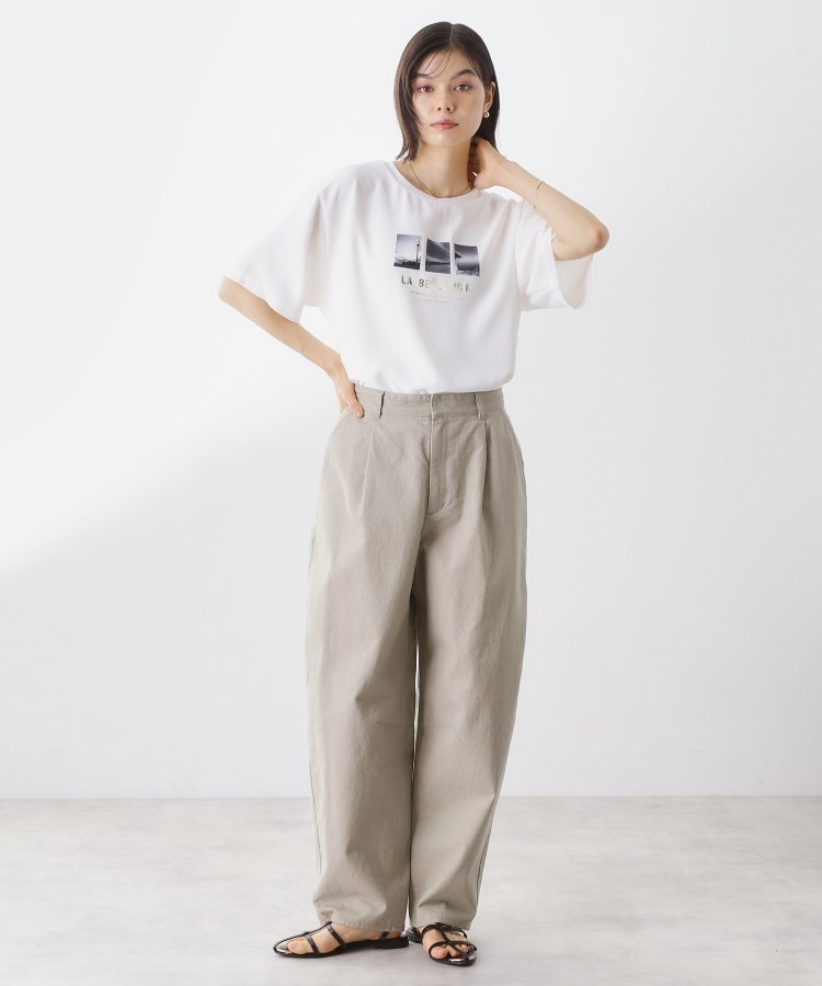 ザ ショップ ティーケー  (ウィメン) THE SHOP TK(Women) ポーラプリント布帛Tシャツ （オフホワイト(003)） オフホワイト(003)