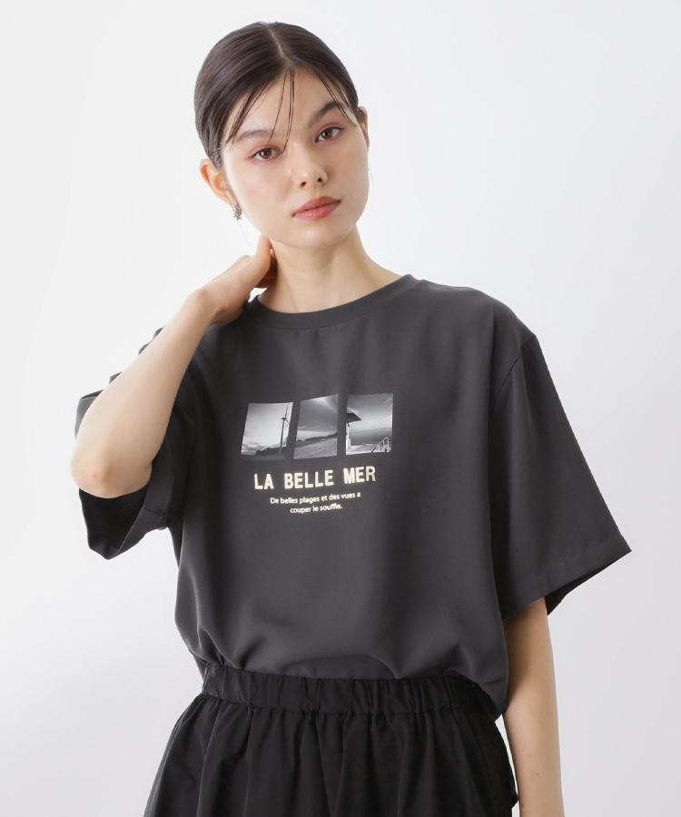 ザ ショップ ティーケー  (ウィメン) THE SHOP TK(Women) ポーラプリント布帛Tシャツ （オフホワイト(003)） オフホワイト(003)