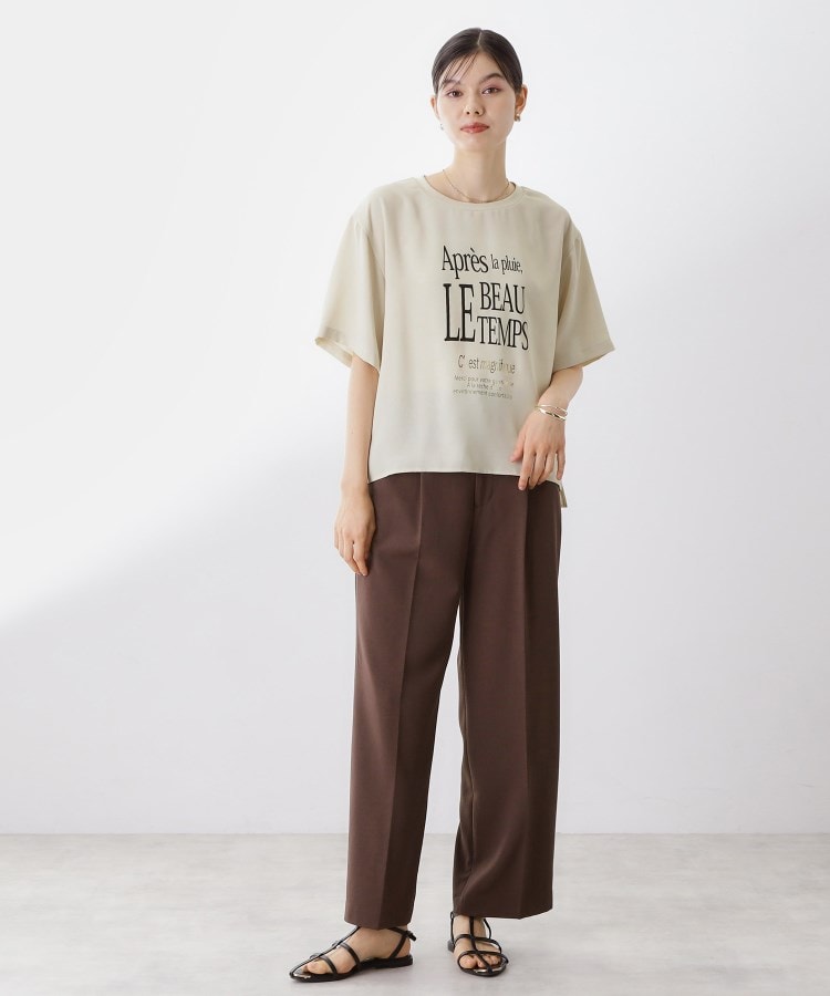 ザ ショップ ティーケー  (ウィメン) THE SHOP TK(Women) ポーラプリント布帛Tシャツ （オフホワイト(003)） オフホワイト(003)