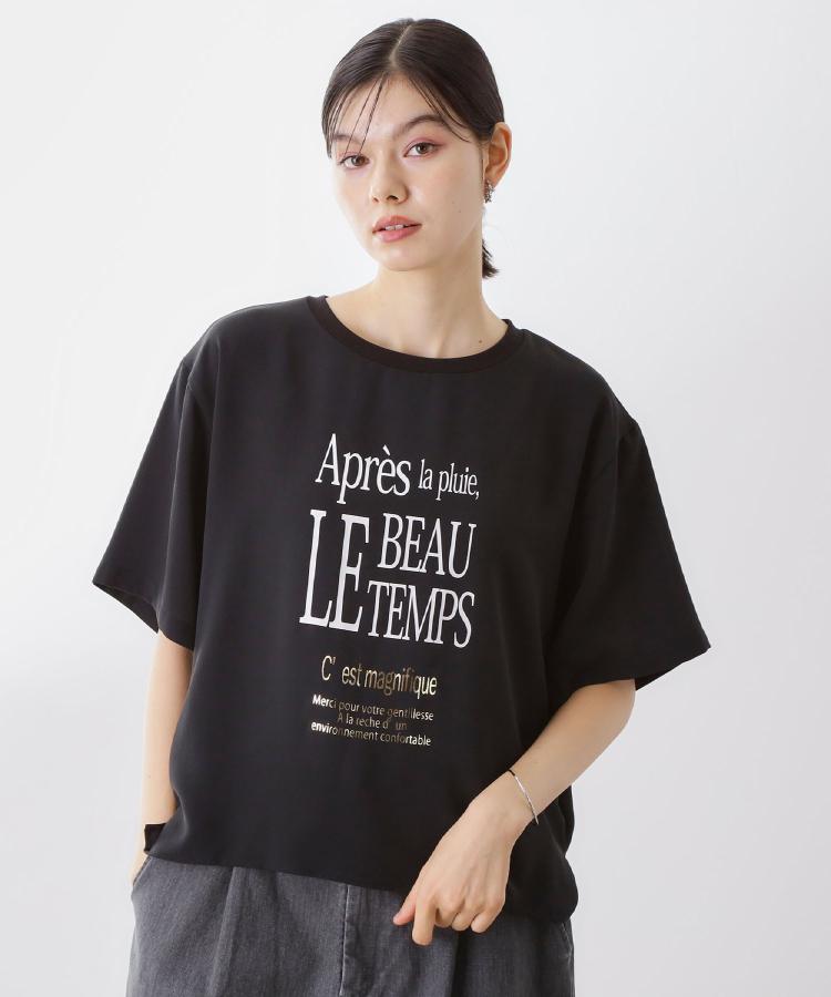 ザ ショップ ティーケー  (ウィメン) THE SHOP TK(Women) ポーラプリント布帛Tシャツ （オフホワイト(003)） オフホワイト(003)