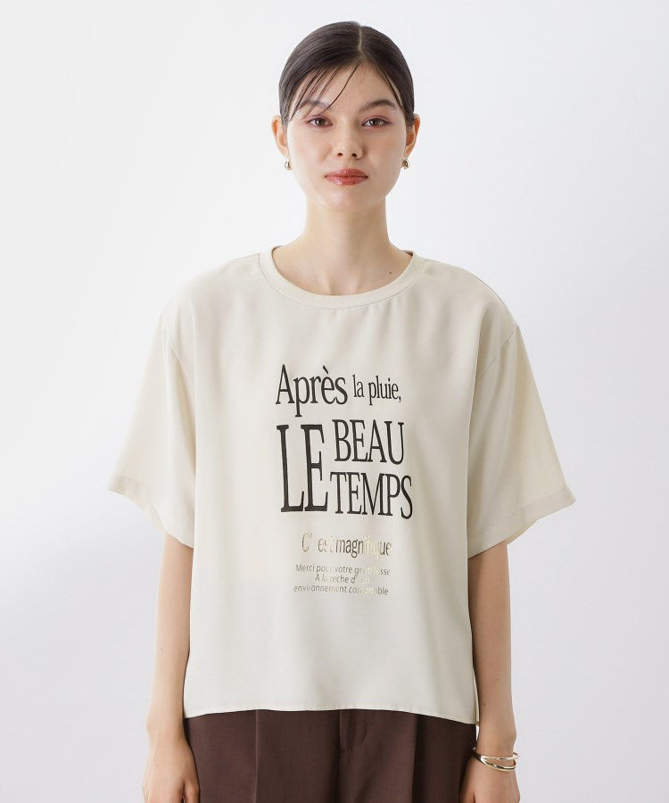ザ ショップ ティーケー  (ウィメン) THE SHOP TK(Women) ポーラプリント布帛Tシャツ （オフホワイト(003)） オフホワイト(003)