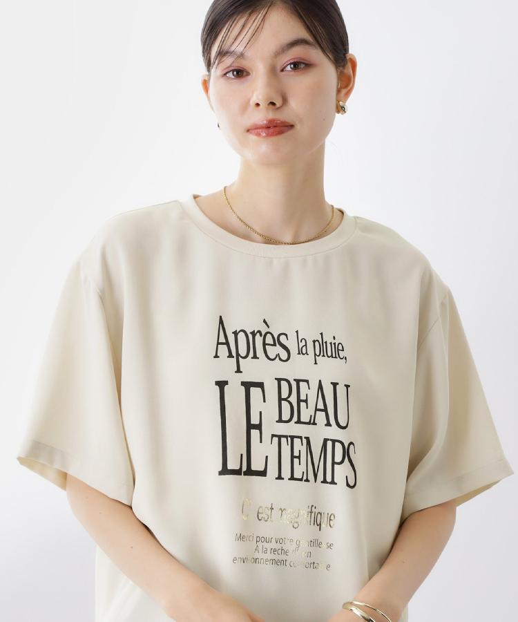 ザ ショップ ティーケー  (ウィメン) THE SHOP TK(Women) ポーラプリント布帛Tシャツ （オフホワイト(003)） オフホワイト(003)