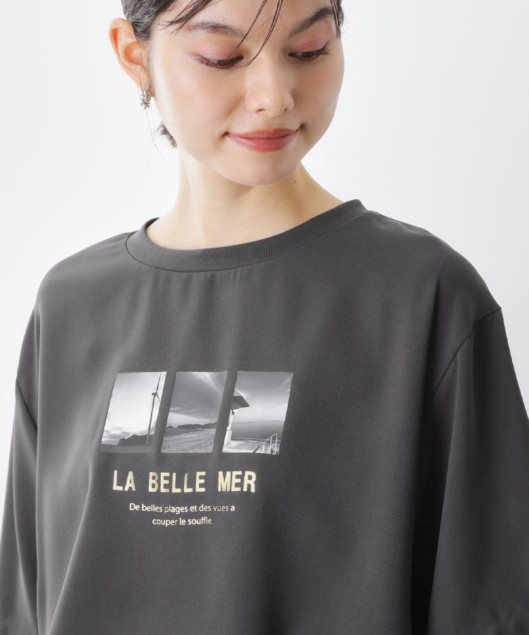 ザ ショップ ティーケー  (ウィメン) THE SHOP TK(Women) ポーラプリント布帛Tシャツ （オフホワイト(003)） オフホワイト(003)