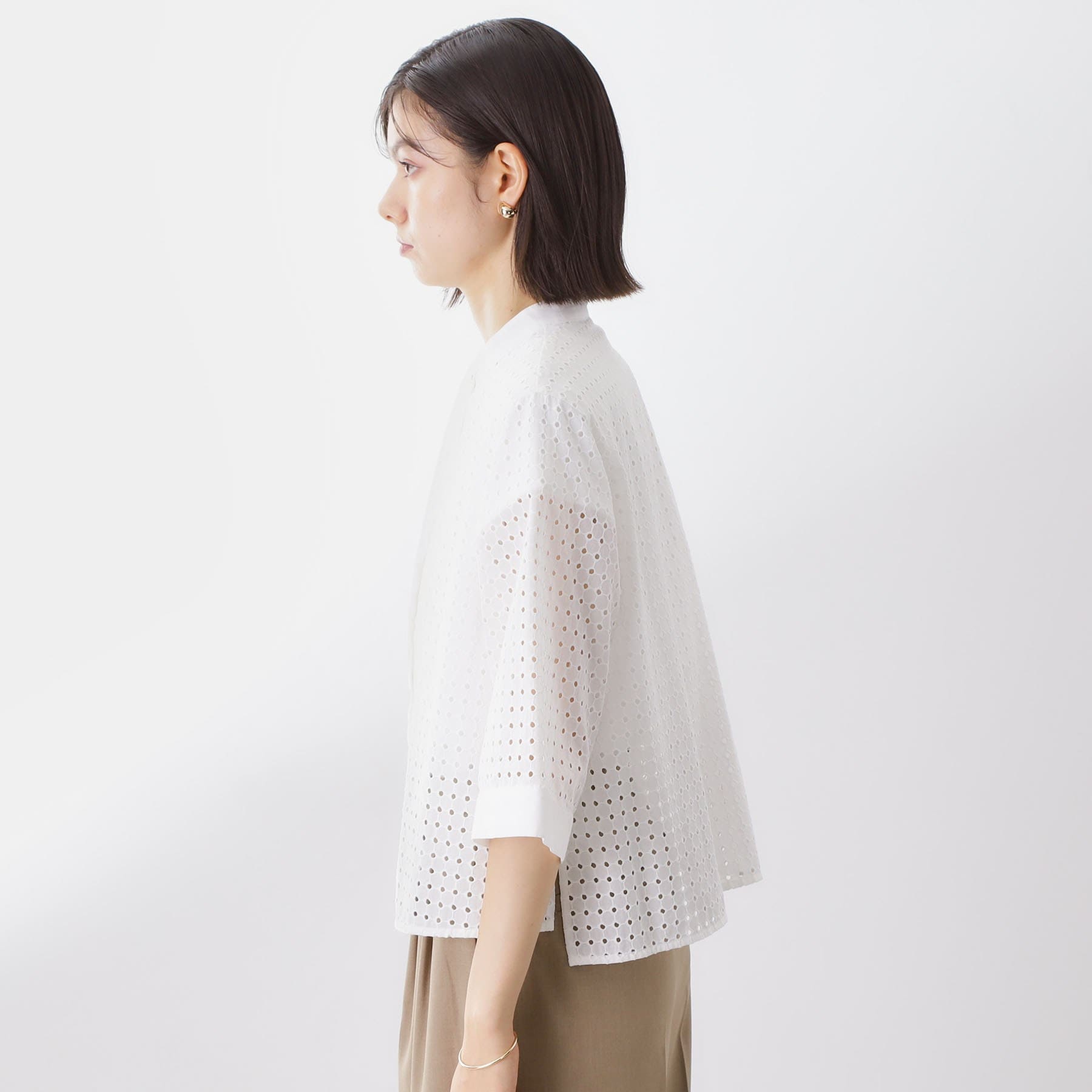 ザ ショップ ティーケー  (ウィメン) THE SHOP TK(Women) サークル刺繍ショート丈シャツ （ブラック(019)） ブラック(019)