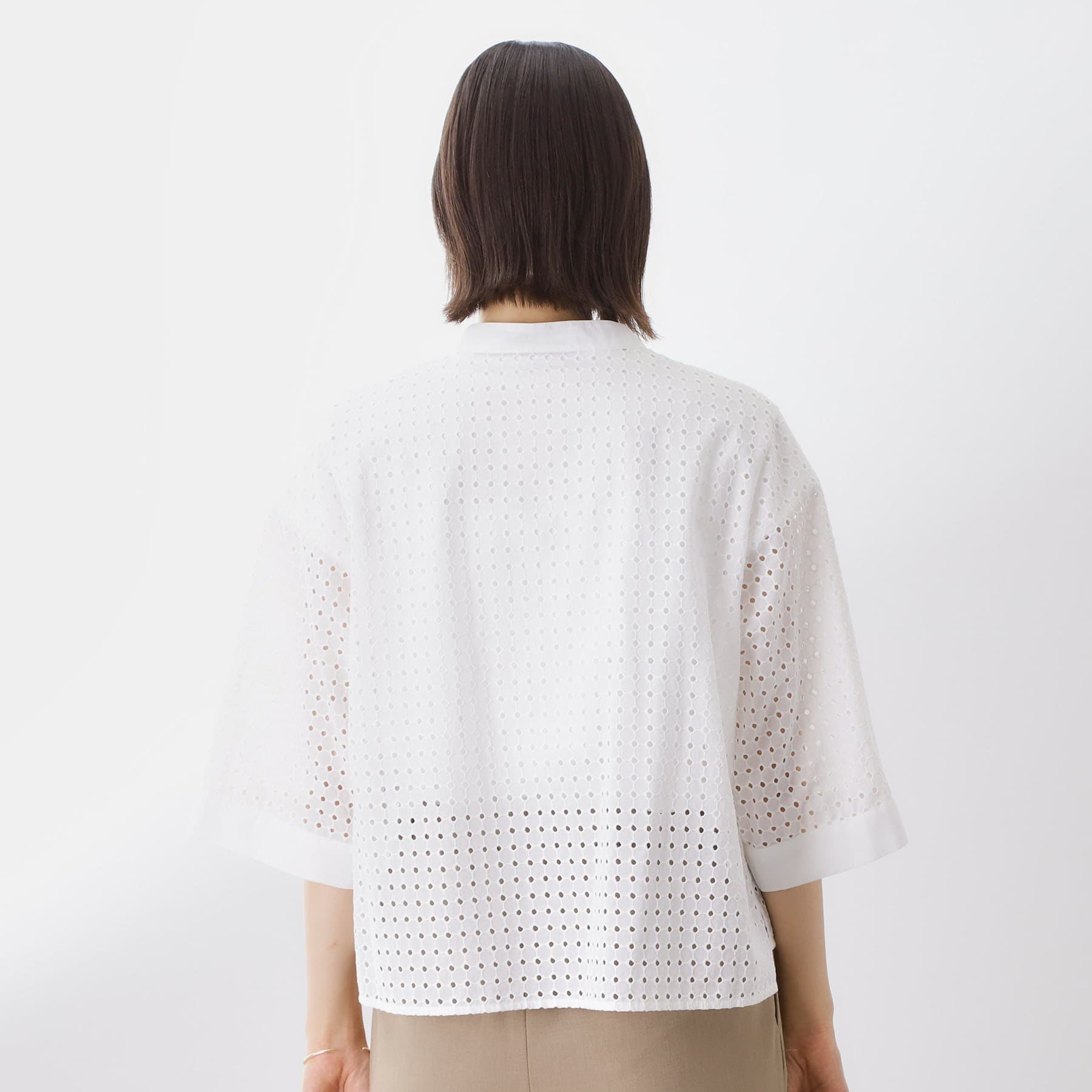 ザ ショップ ティーケー  (ウィメン) THE SHOP TK(Women) サークル刺繍ショート丈シャツ （ブラック(019)） ブラック(019)