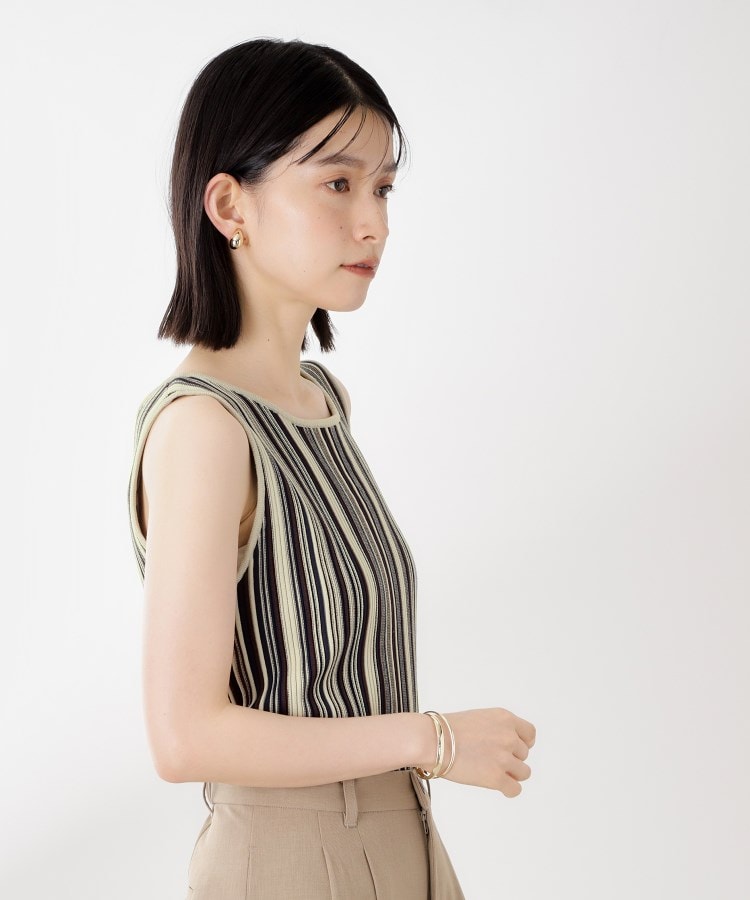 ザ ショップ ティーケー  (ウィメン) THE SHOP TK(Women) ストライプ柄ニットタンク前後2WAY （アイボリー(304)） アイボリー(304)