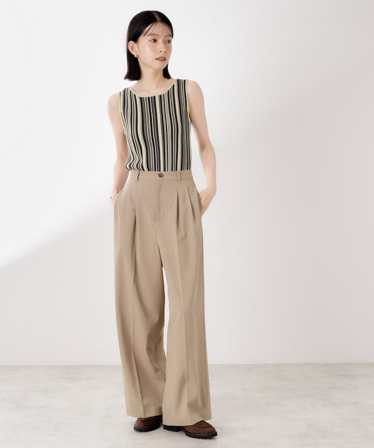 ザ ショップ ティーケー  (ウィメン) THE SHOP TK(Women) ストライプ柄ニットタンク前後2WAY （アイボリー(304)） アイボリー(304)