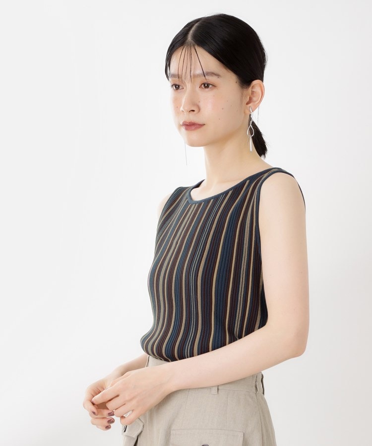 ザ ショップ ティーケー  (ウィメン) THE SHOP TK(Women) ストライプ柄ニットタンク前後2WAY （アイボリー(304)） アイボリー(304)