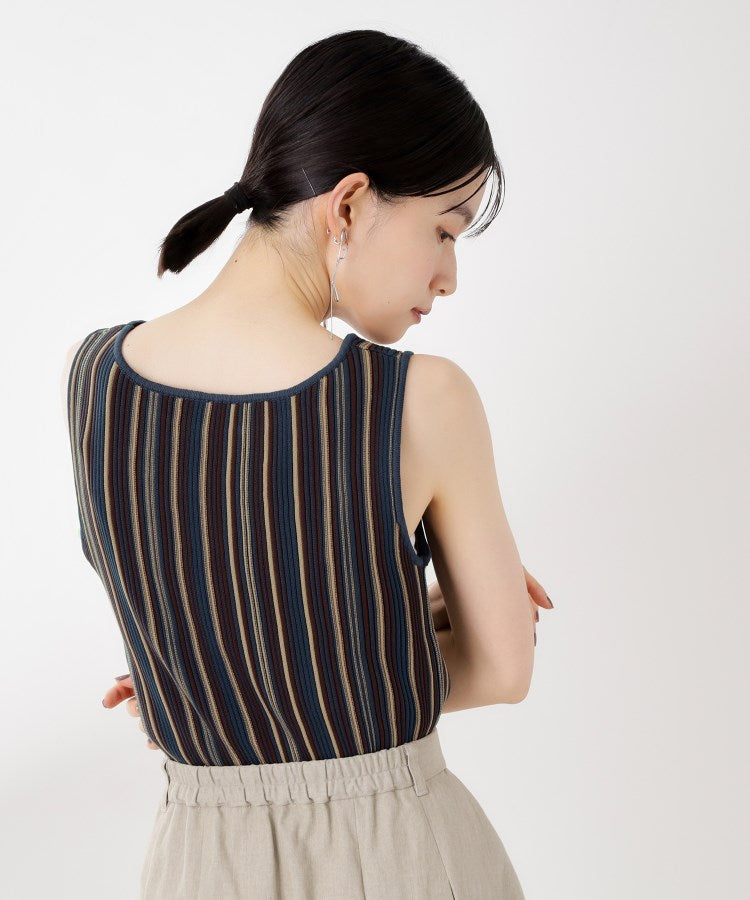 ザ ショップ ティーケー  (ウィメン) THE SHOP TK(Women) ストライプ柄ニットタンク前後2WAY （アイボリー(304)） アイボリー(304)