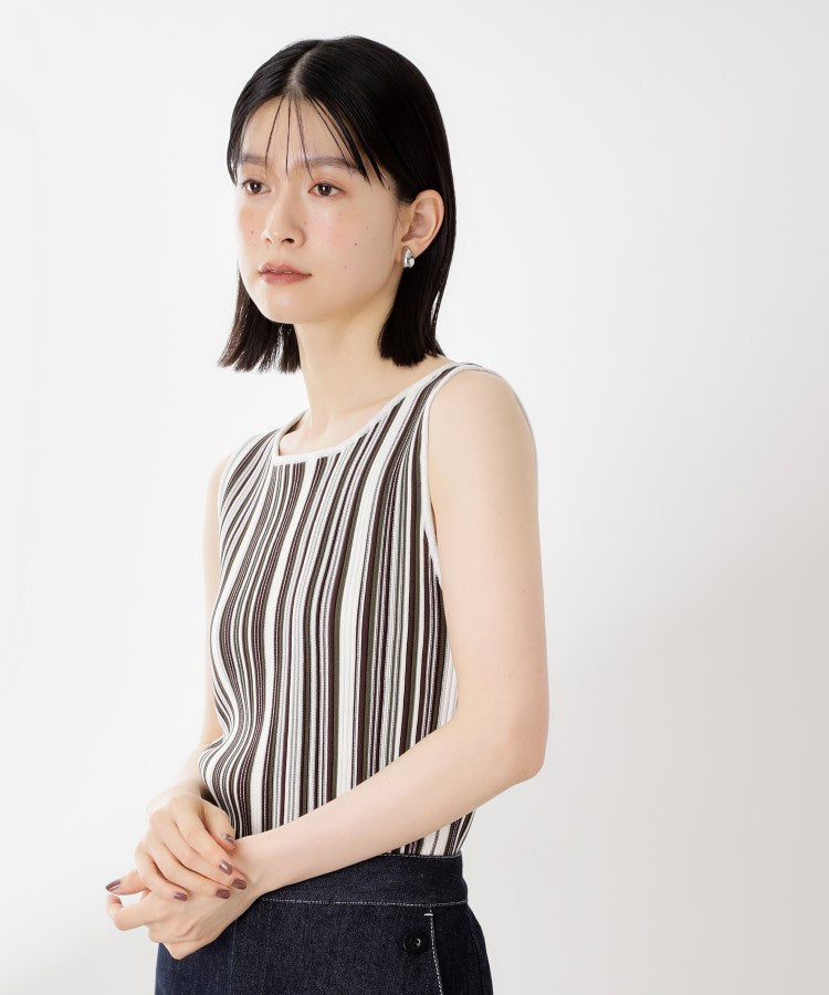 ザ ショップ ティーケー  (ウィメン) THE SHOP TK(Women) ストライプ柄ニットタンク前後2WAY （アイボリー(304)） アイボリー(304)