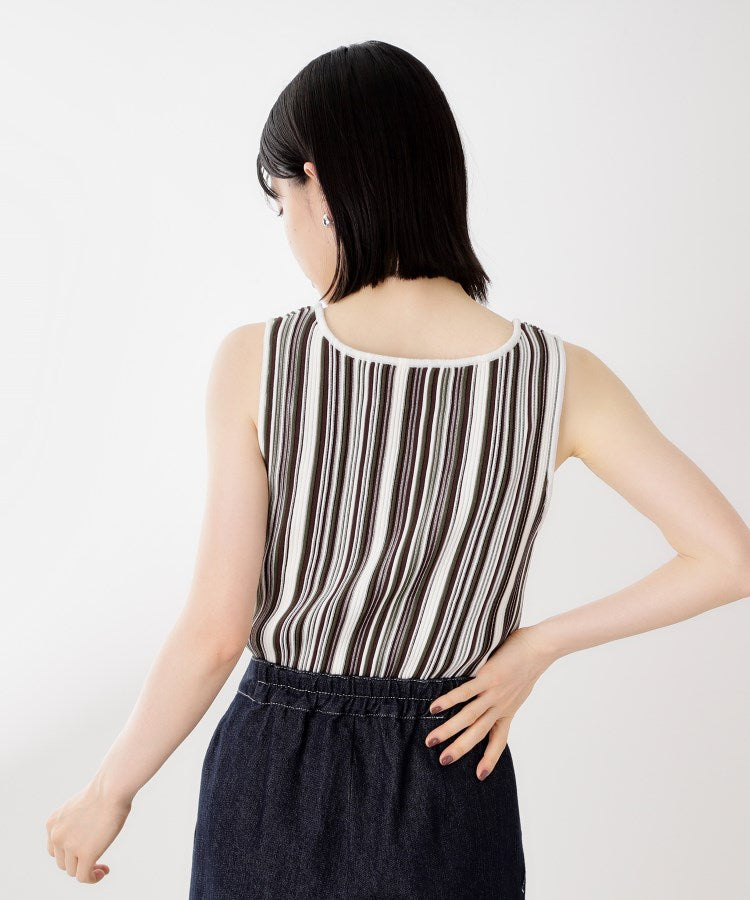 ザ ショップ ティーケー  (ウィメン) THE SHOP TK(Women) ストライプ柄ニットタンク前後2WAY （アイボリー(304)） アイボリー(304)