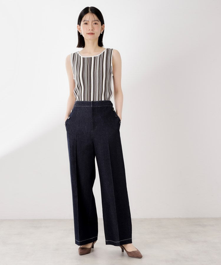 ザ ショップ ティーケー  (ウィメン) THE SHOP TK(Women) ストライプ柄ニットタンク前後2WAY （アイボリー(304)） アイボリー(304)
