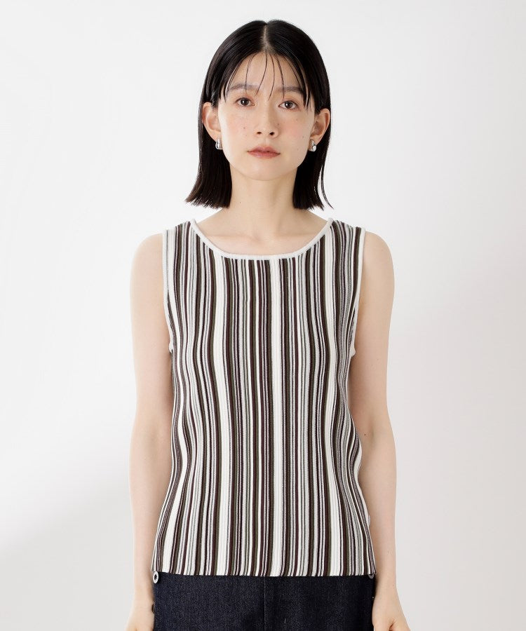 ザ ショップ ティーケー  (ウィメン) THE SHOP TK(Women) ストライプ柄ニットタンク前後2WAY （アイボリー(304)） アイボリー(304)