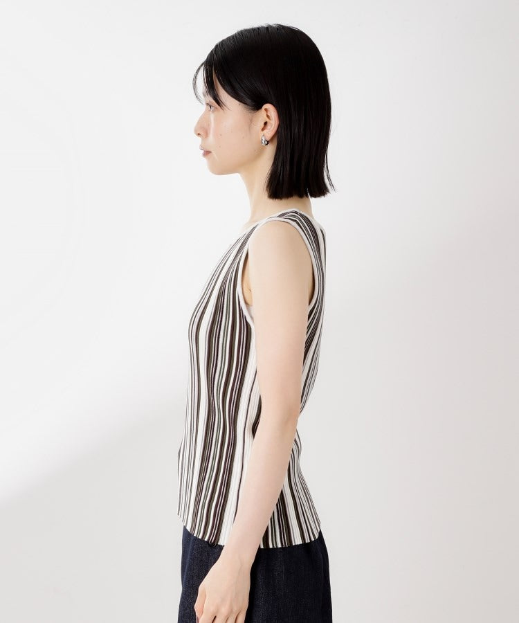ザ ショップ ティーケー  (ウィメン) THE SHOP TK(Women) ストライプ柄ニットタンク前後2WAY （アイボリー(304)） アイボリー(304)