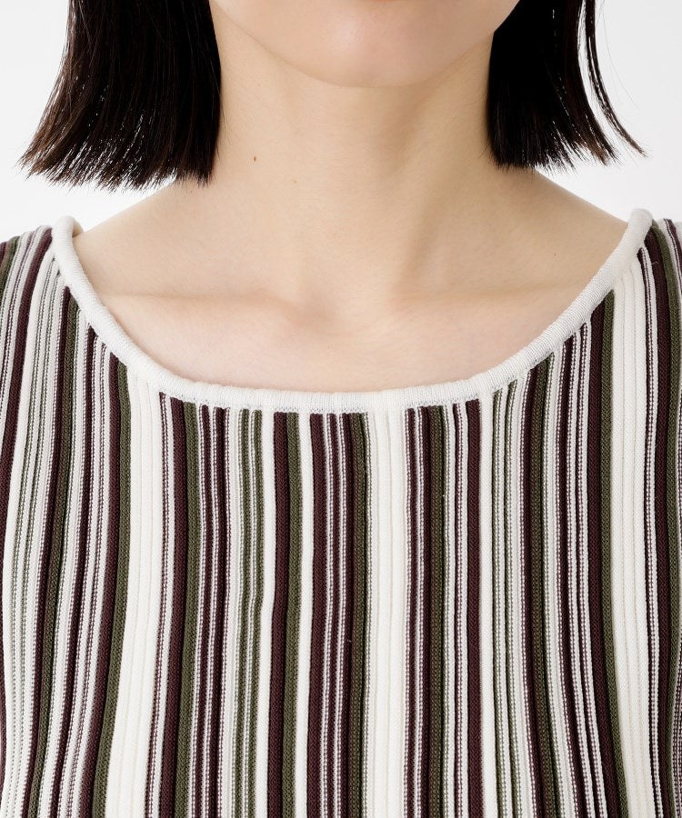 ザ ショップ ティーケー  (ウィメン) THE SHOP TK(Women) ストライプ柄ニットタンク前後2WAY （アイボリー(304)） アイボリー(304)