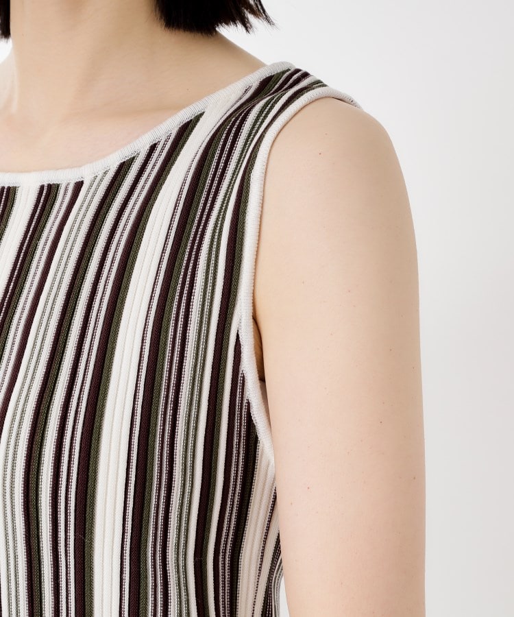 ザ ショップ ティーケー  (ウィメン) THE SHOP TK(Women) ストライプ柄ニットタンク前後2WAY （アイボリー(304)） アイボリー(304)