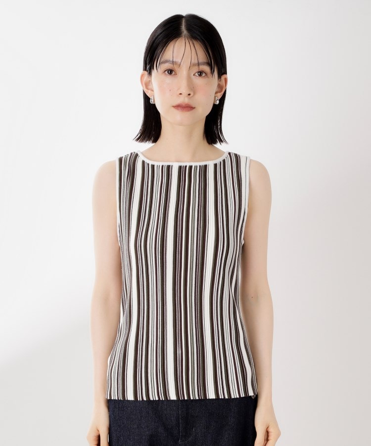 ザ ショップ ティーケー  (ウィメン) THE SHOP TK(Women) ストライプ柄ニットタンク前後2WAY （アイボリー(304)） アイボリー(304)