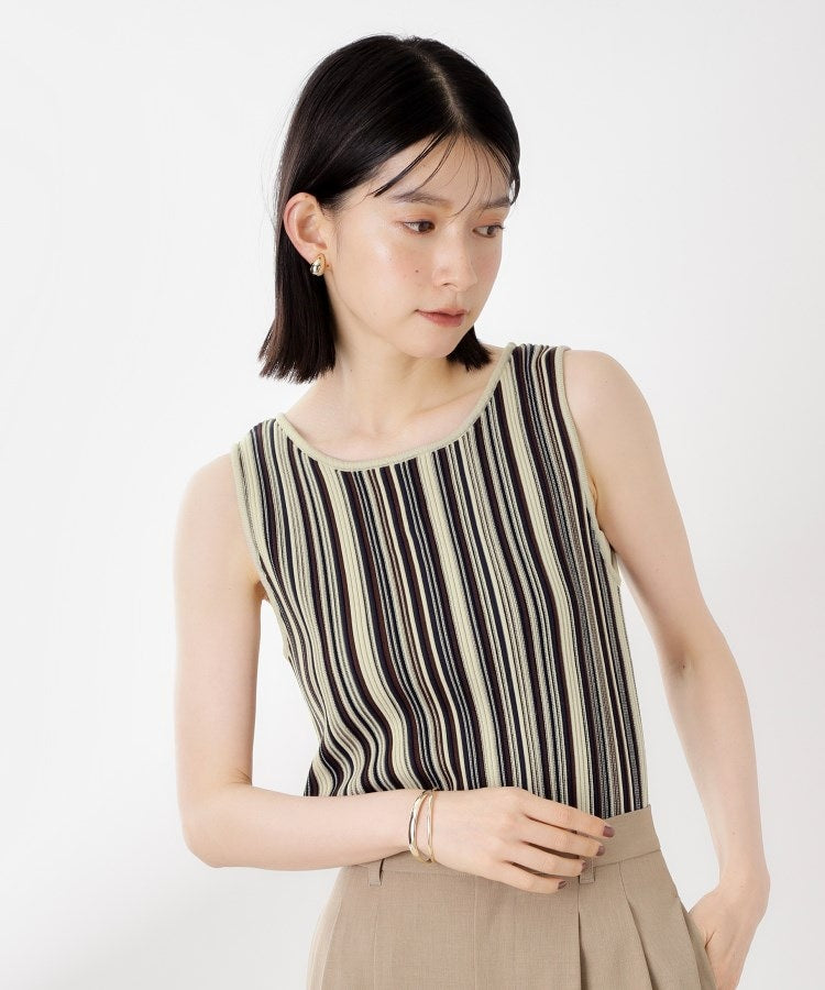 ザ ショップ ティーケー  (ウィメン) THE SHOP TK(Women) ストライプ柄ニットタンク前後2WAY （グレージュ(350)） グレージュ(350)
