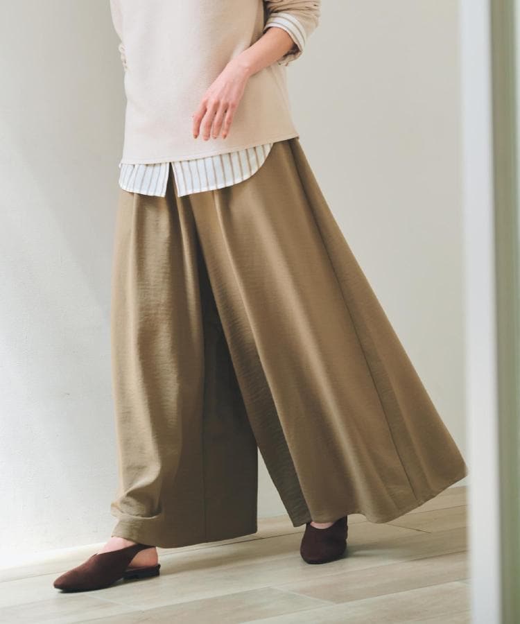 ザ ショップ ティーケー  (ウィメン) THE SHOP TK(Women) サップ素材イージーパンツ （ピンクベージュ(053)） ピンクベージュ(053)