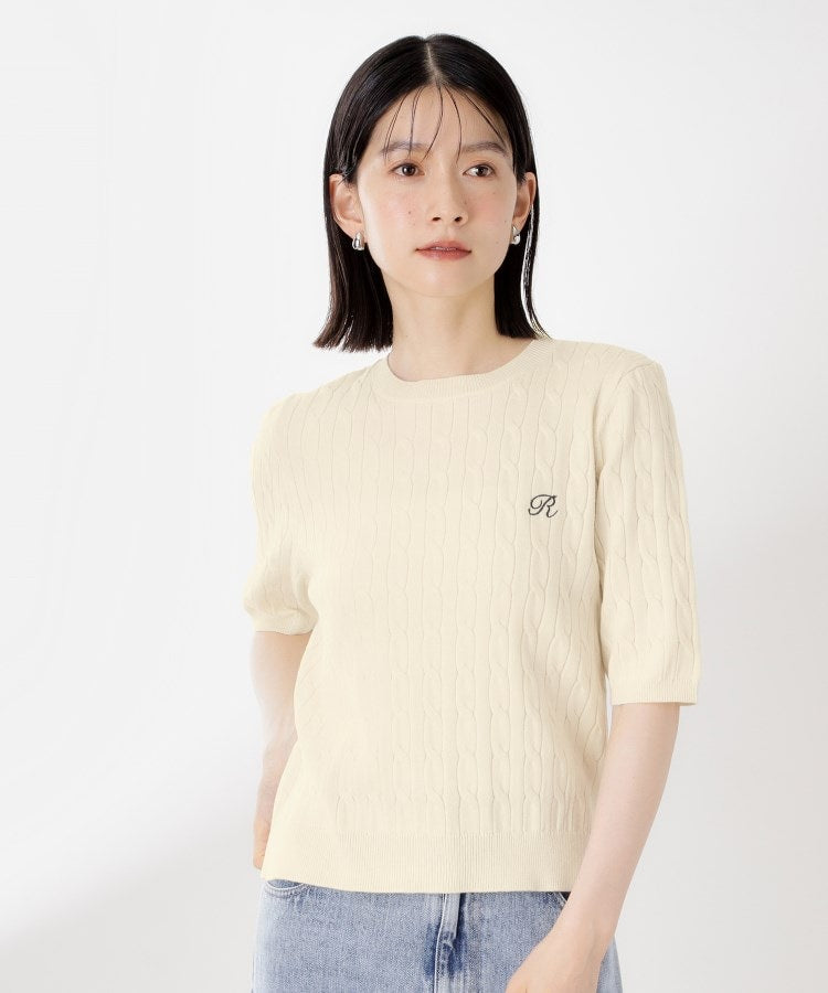 ザ ショップ ティーケー  (ウィメン) THE SHOP TK(Women) 刺繍入りケーブルニット半袖 （アイボリー(004)） アイボリー(004)